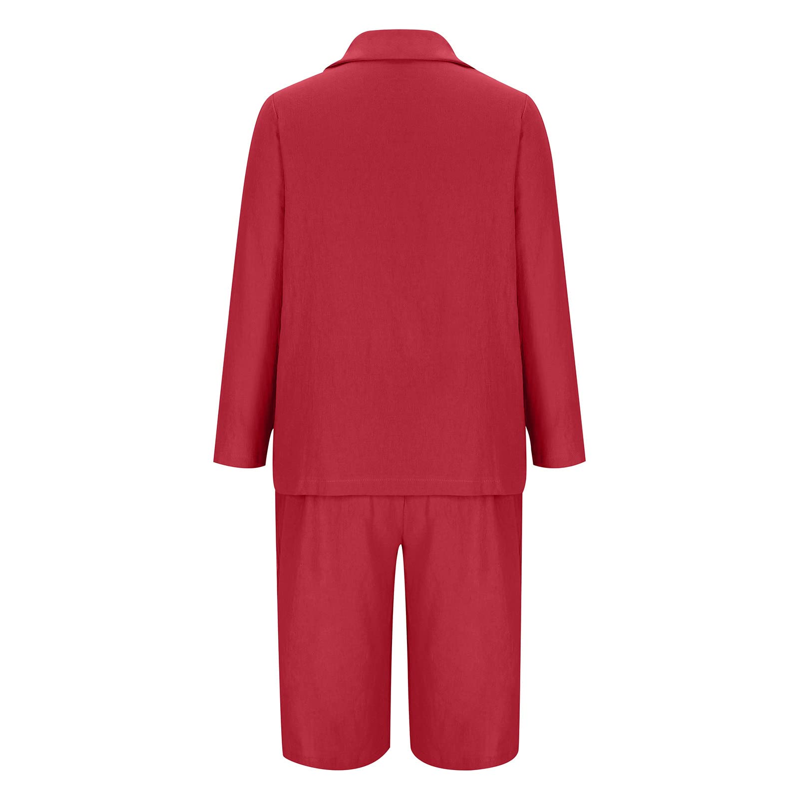 Women's Linen Shirt & Wide Leg Pants Set - 2 Piece Outfit for Fall | Comfortable Maternity Pajamas & Casual Sweatpant Sets | Perfect for Home, Office & Travel