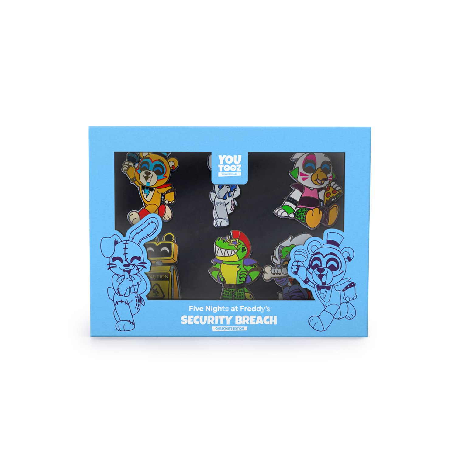 Official Youtooz Five Nights At Freddy's Security Breach Pin Set - 6 Collectible FNAF Pins in Gift Box - Perfect for Gaming Fans & Collectors - Great for Cosplay, Conventions & Display