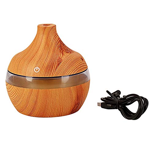 Qiningxia 300ml Wood Grain Aromatherapy Essential Oil Diffuser - Ultra Quiet Cool Mist Humidifier with 7 Color Changing LED Lights for Bedroom, Yoga, Office & Home Spa Relaxation