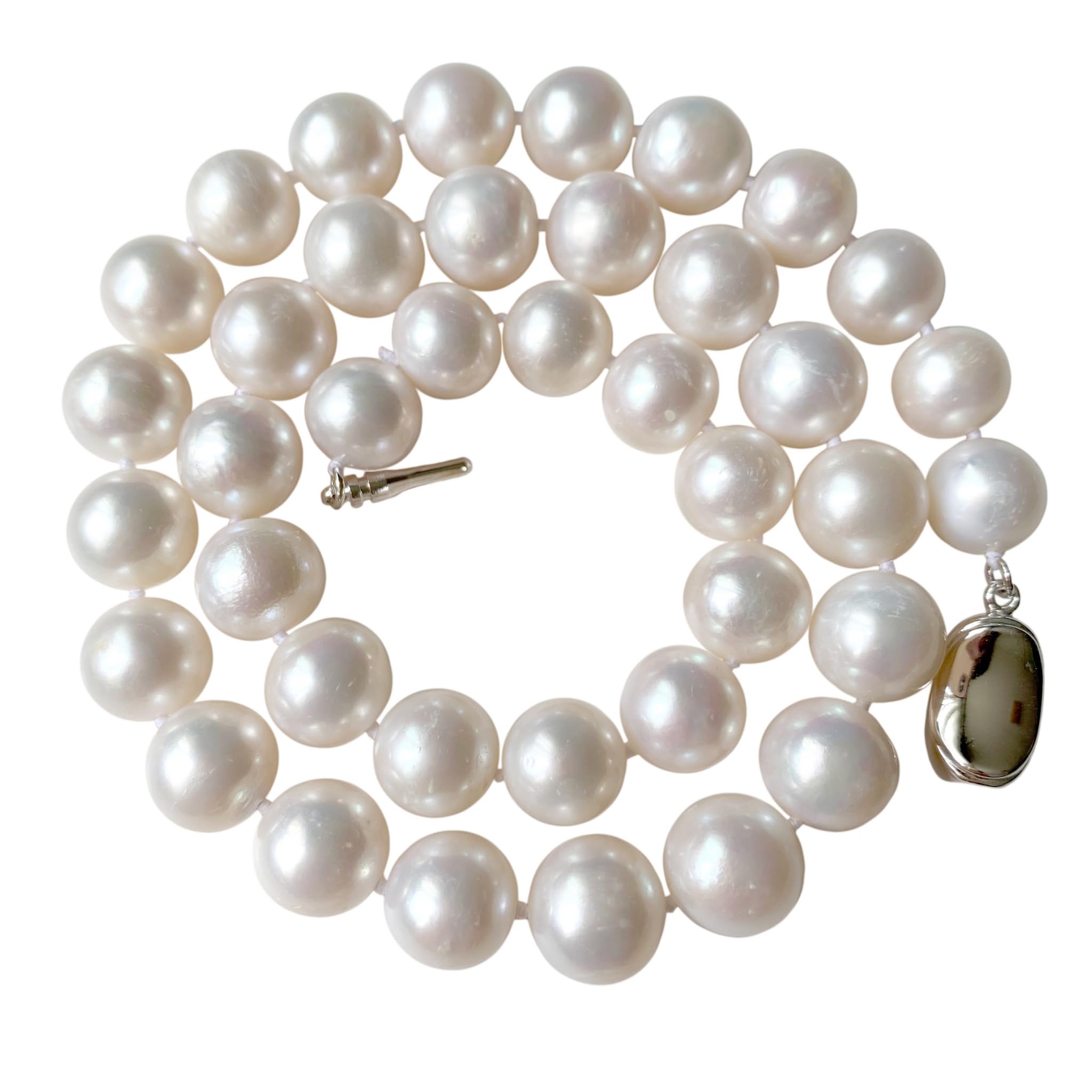 Cultured Freshwater Pearl Necklace for Women - Ivory & White Pearls, Sterling Silver, Wedding & Party Jewelry