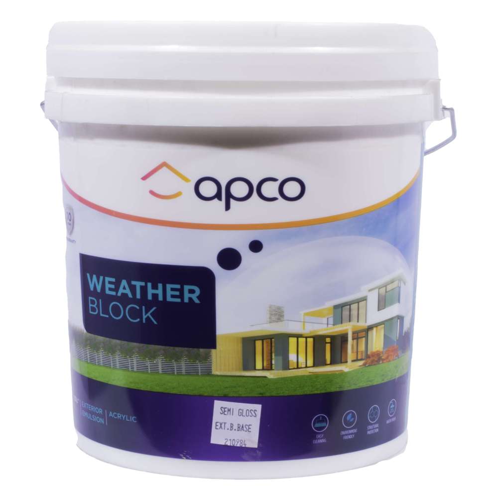 Apco Weatherblock Semi Gloss Acrylic Paint - Extra Bright White Base 10L (2.64 Gallon) for Interior/Exterior Walls - Weatherproof & UV Resistant for Home, Office & Commercial Use