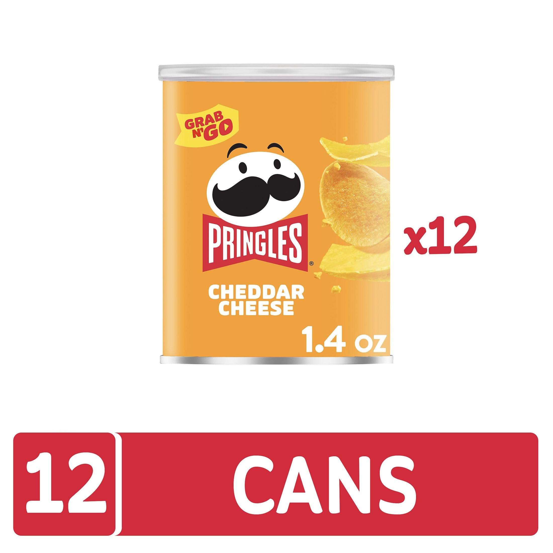 Pringles Cheddar Cheese Crisps - 12 Cans | Delicious Lunch & Office Snacks | Perfect for Kids & On-the-Go | Great for Parties, School Lunches & Road Trips