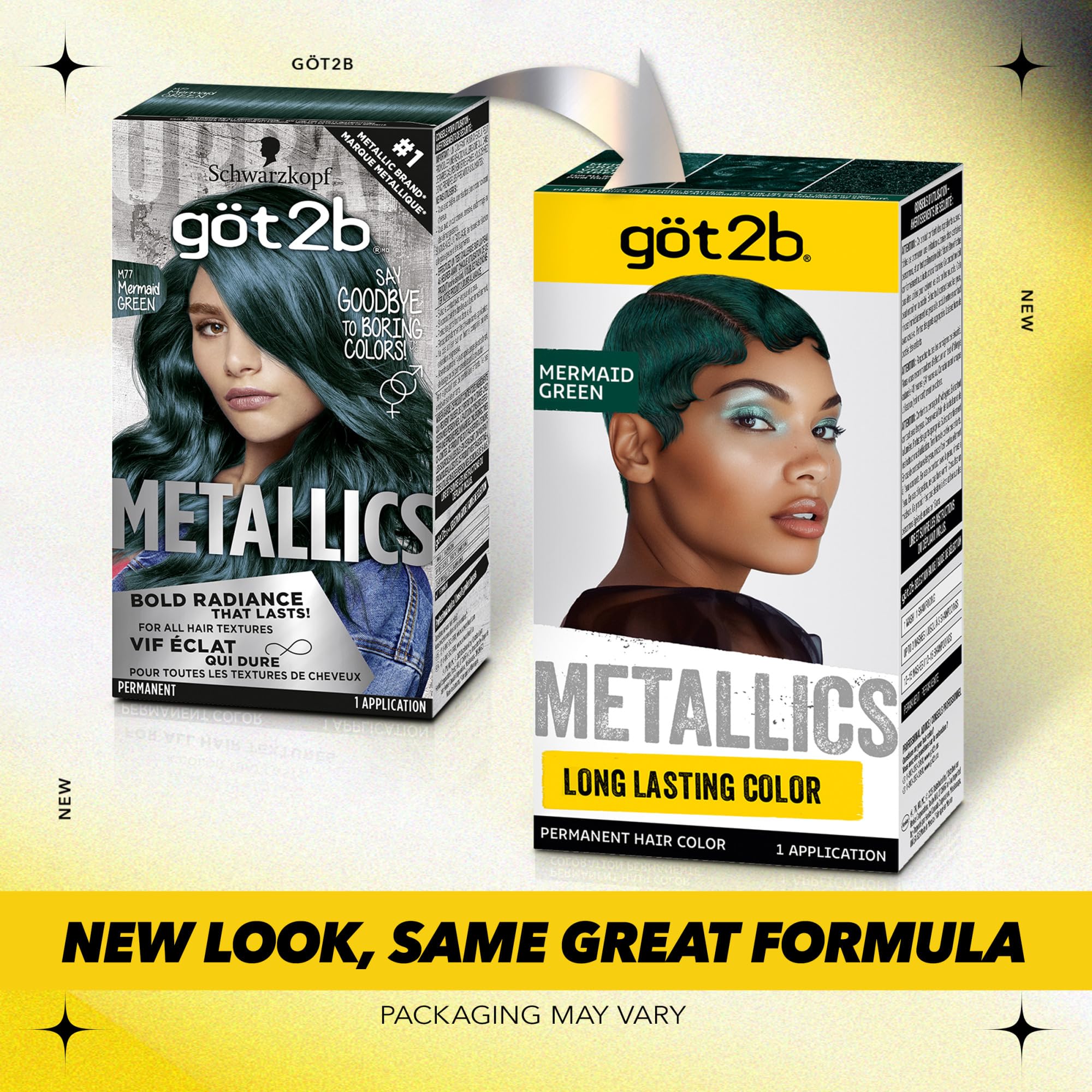 Got2b Metallics Permanent Hair Dye - M77 Mermaid Green for Vibrant, Long-Lasting Color | Bold Fashion Hair Color for Parties, Cosplay & Creative Styling