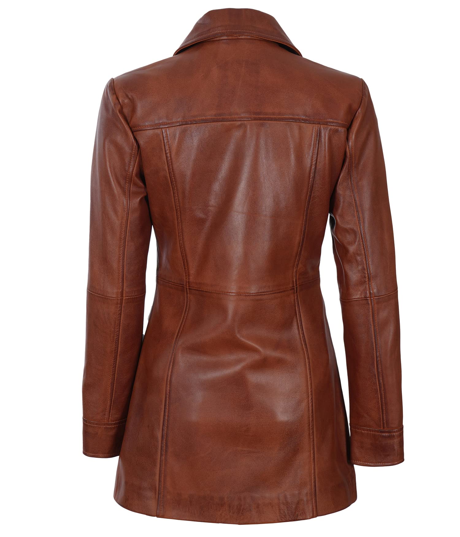 Genuine Lambskin Leather Jacket for Women - Stylish Soft Long Trench Coat - Winter Fashion Outerwear for Casual, Office & Evening Wear