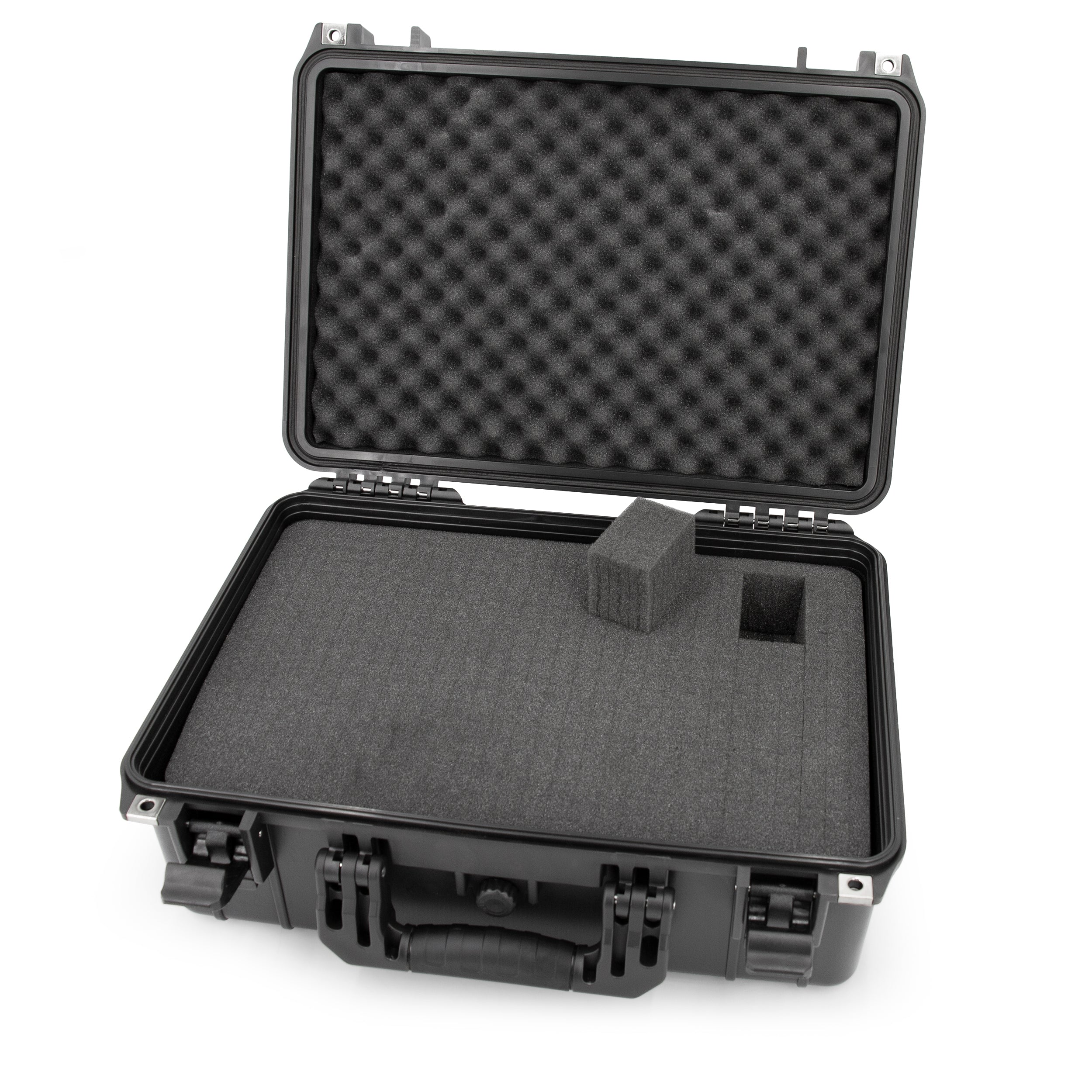 CASEMATIX 18 Waterproof Hard Travel Case with Padlock Rings & Customizable Foam - Fits 15.5 x 9.5 x 5 Inch Accessories - Perfect for Camera Gear, Tools, Electronics & Outdoor Equipment Protection