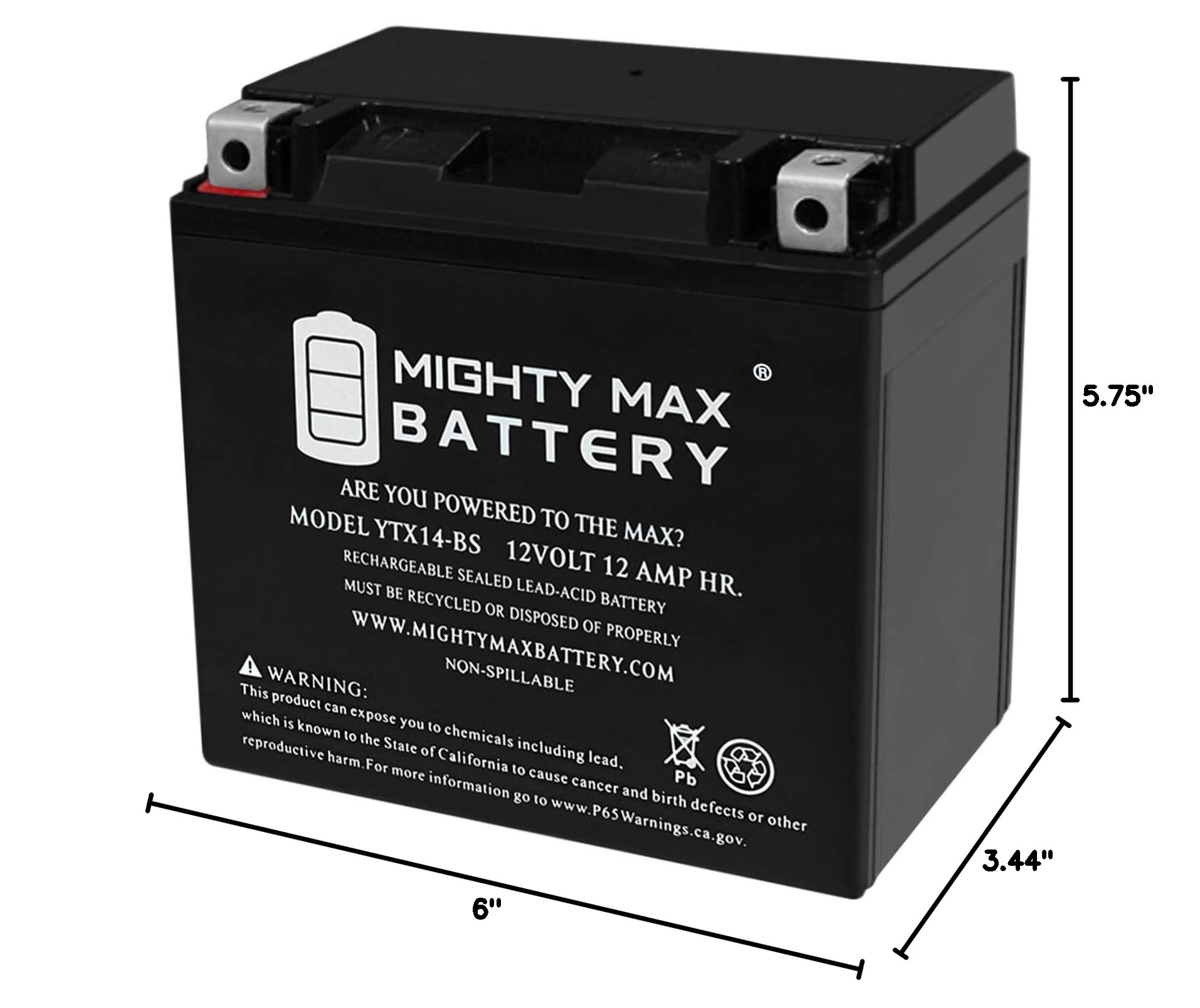 Mighty Max YTX14-BS Replacement Battery 4 Pack - Compatible with Zipp YTX14-BS - High Performance Powersports Battery for ATV, Motorcycle & Scooter - Perfect for Off-Road Adventures & Daily Commuting