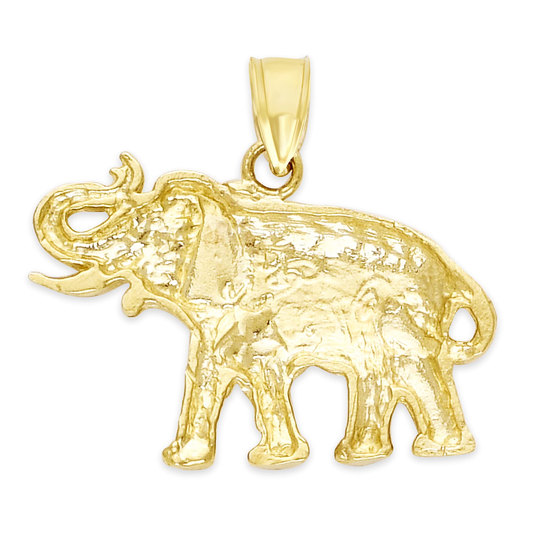10K Solid Gold Elephant Pendant Necklace - Spiritual Animal Jewelry for Women - Lucky Charm Gift for Her - Yellow Gold One Size - Perfect for Birthdays, Anniversaries & Everyday Elegance