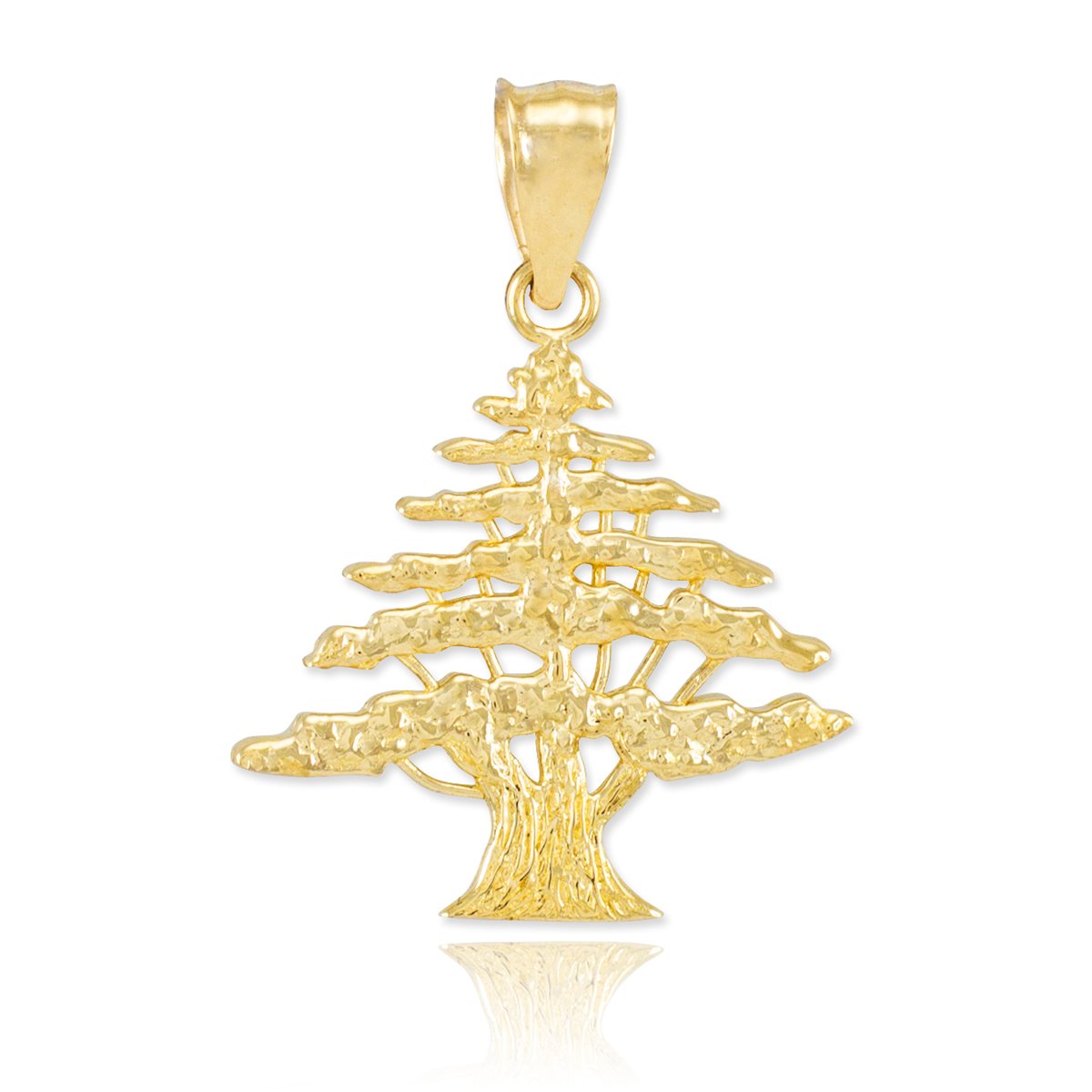 10K Yellow Gold Cedar Tree Charm Pendant Necklace for Women - Elegant Nature-Inspired Jewelry Gift for Christmas, Birthday & Anniversary - Perfect for Layering or Everyday Wear