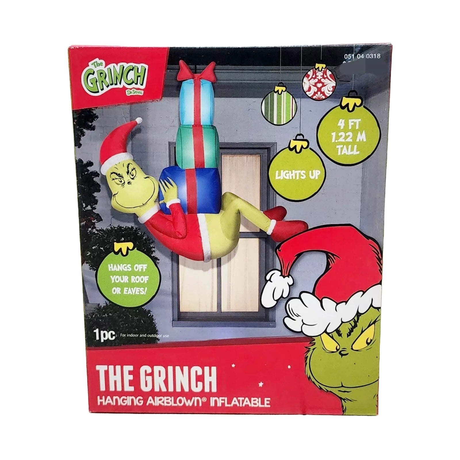 4' The Grinch Hanging Airblown® Christmas Inflatable Yard Decoration - Outdoor Holiday Decor for Lawn, Garden, and Party Decorations