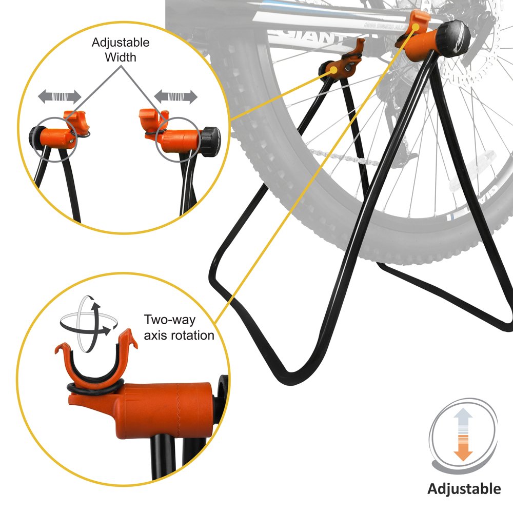 Ibera Adjustable Height Foldable Bike Repair Stand - Heavy Duty Bicycle Maintenance Rack for Storage & Mechanic Work - Perfect for Home Garage, Bike Shop & Outdoor Cycling Repairs