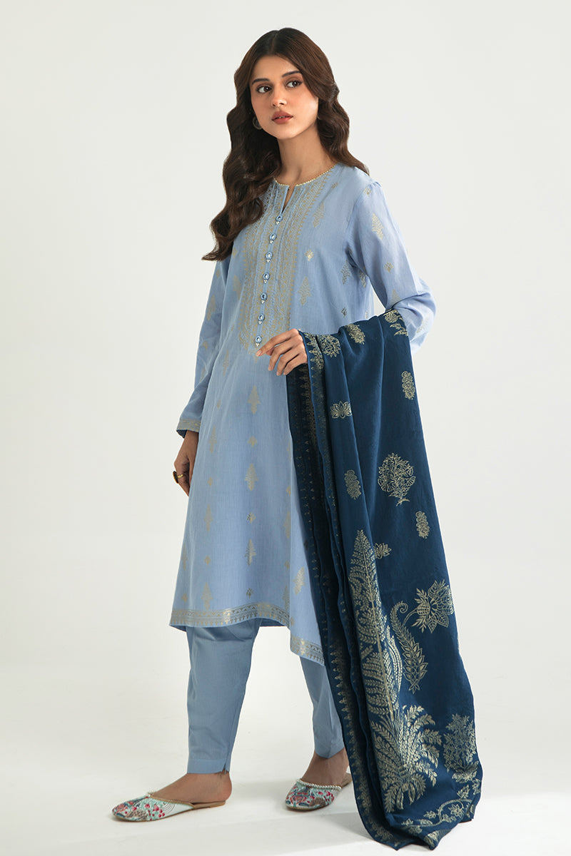 MAJESTIC CHARM 3-Piece Cotton Jacquard Suit Set for Women | Elegant Formal Wear for Weddings, Parties & Special Occasions