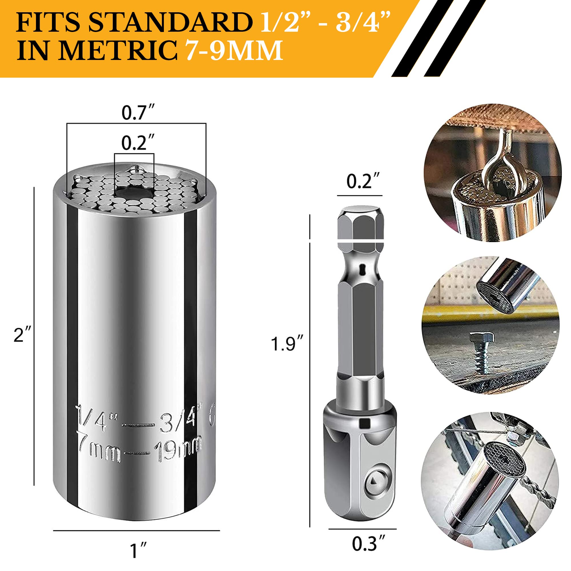 Universal Socket Tool Set - Practical Gifts for Men, Dad, Boyfriend & Husband | Stocking Stuffers for Adults | Unique Christmas & White Elephant Gifts for Tool Lovers | Perfect for DIY Projects, Home Repairs & Car Maintenance