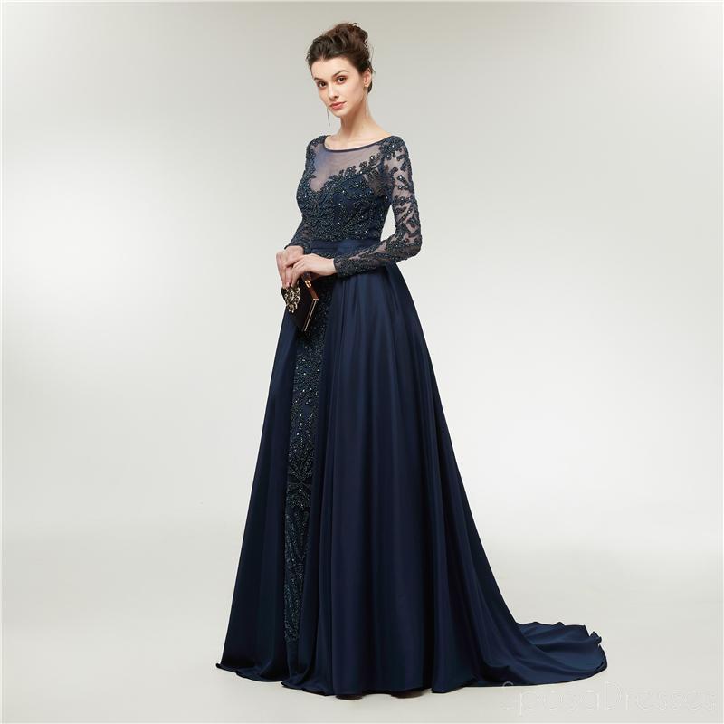 Elegant Long Sleeve Beaded Prom Dress for Evening Party | Formal Gown with Intricate Beading | Perfect for Homecoming, Prom Night & Special Occasions
