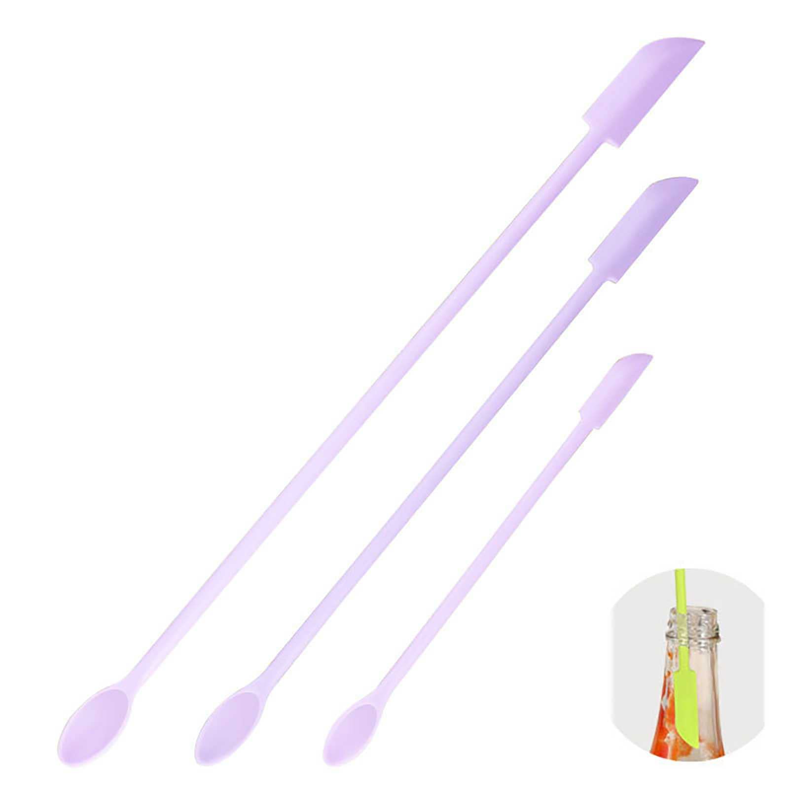 3 Pack Mini Silicone Spatula Set - Small Thin Makeup Spatulas & Jar Scrapers for Skinny Openings - Perfect for Kitchen Bottles, Cosmetic Containers & Travel Essentials