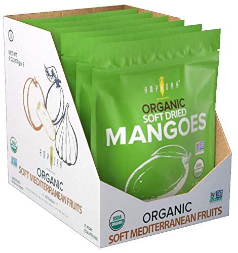 Organic Kosher Vegan Dried Mango Snacks - Gluten Free Healthy Fruit Treat, 3 oz (85g) per Pack, 6-Pack Box - Perfect for On-the-Go, Lunchboxes & Vegan Diets