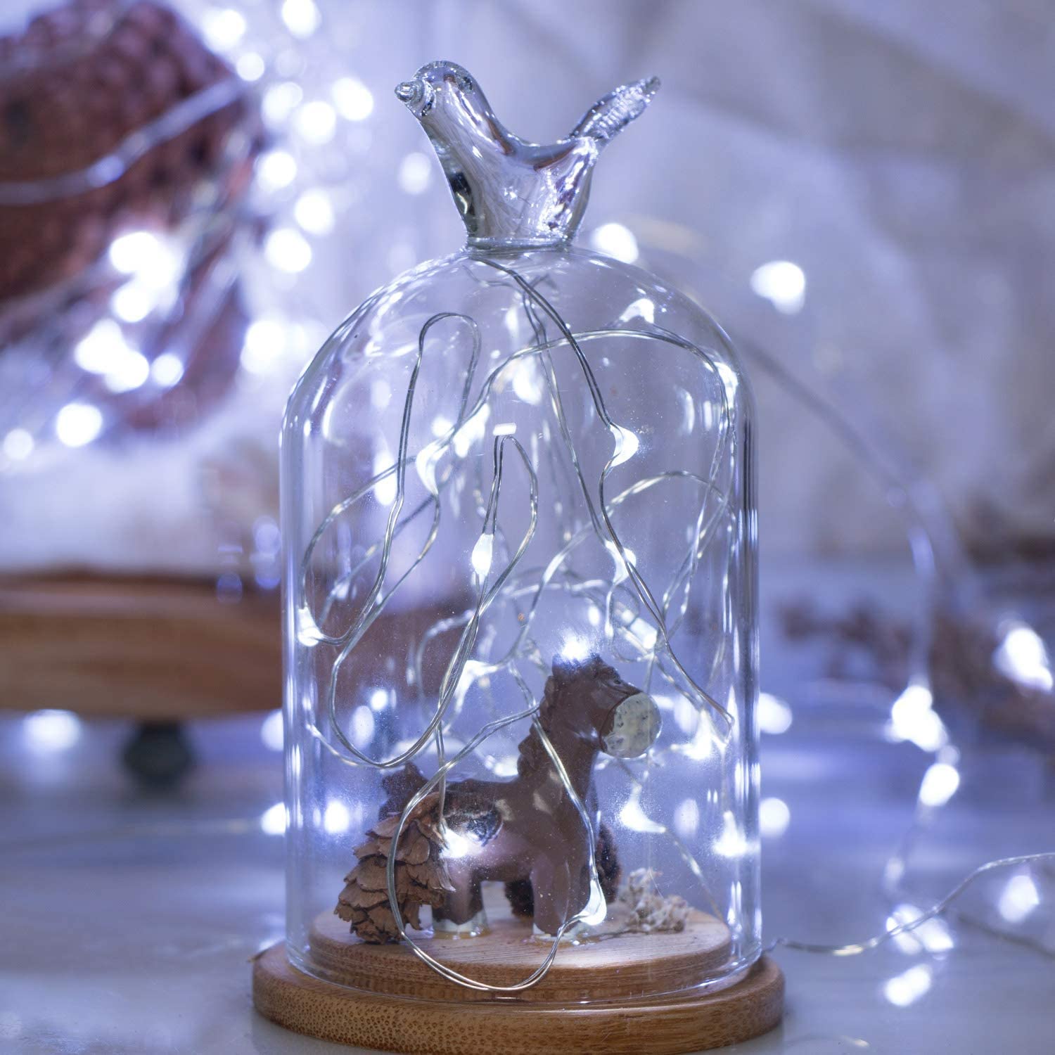 Minetom 5 Pack 7 FT 20 LED Battery Operated Fairy Lights with Timer - Waterproof Silver Wire String Lights for Bedroom, Christmas, Home, Party, Wedding Decor (Pure White) | Perfect for Indoor & Outdoor Holiday Lighting, Garden Accents, and Cozy Ambiance