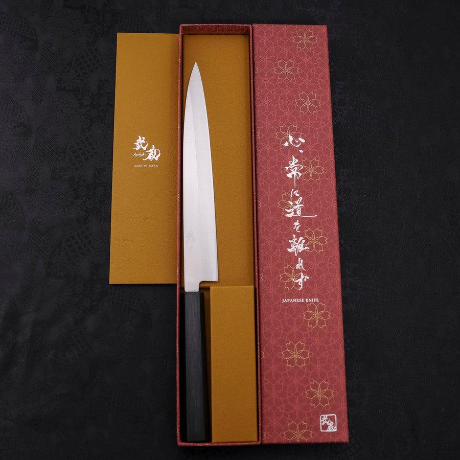 Premium Yanagiba Sushi Knife 240mm - AUS 8 High Carbon Steel, Polished Dark Blue Blade with Urushi Lacquer Handle - Perfect for Sushi Chefs & Japanese Cuisine Preparation
