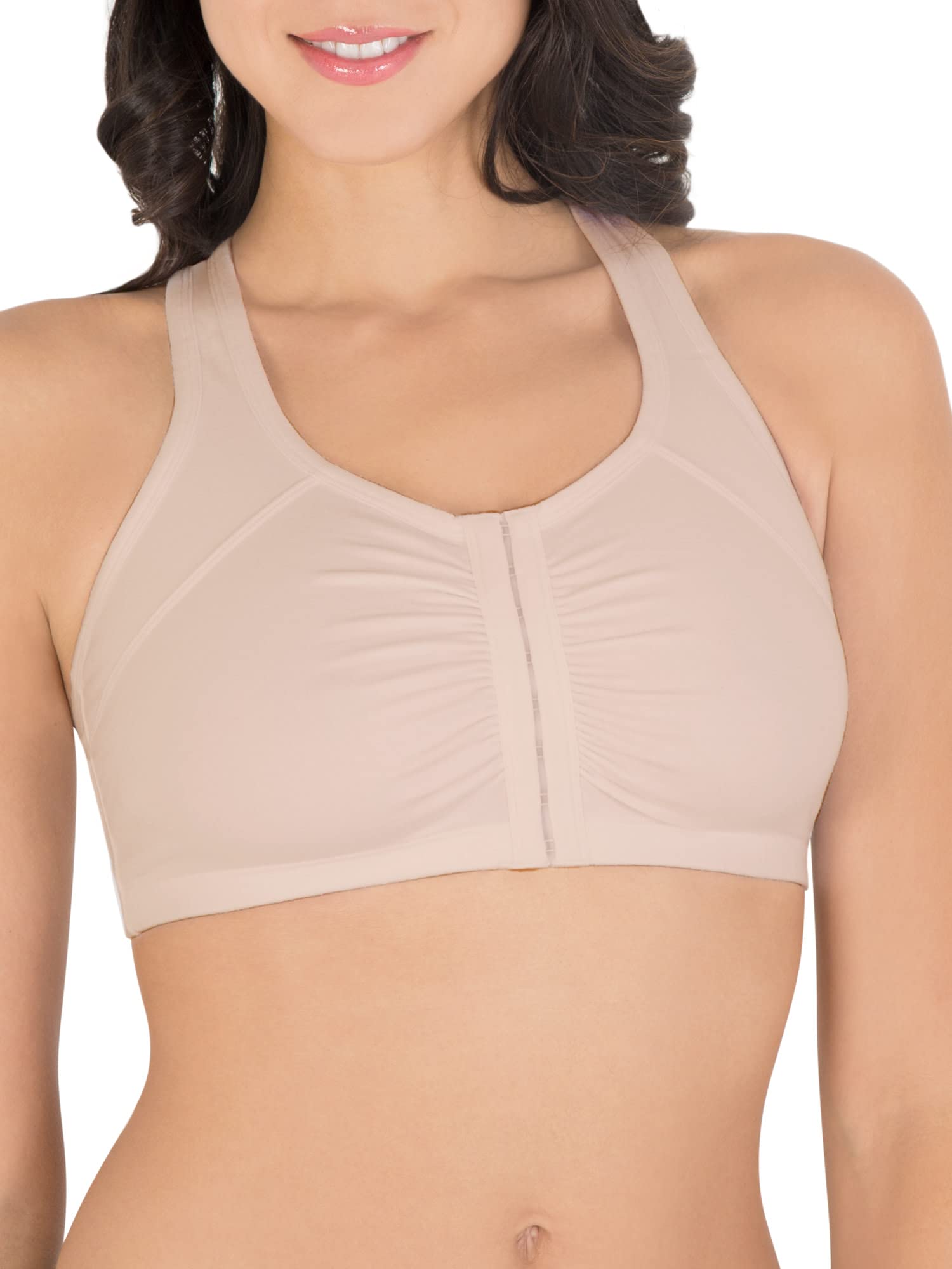 Fruit of the Loom Women's Front Close Built-Up Sports Bra - Comfortable Support for Yoga, Gym & Everyday Wear