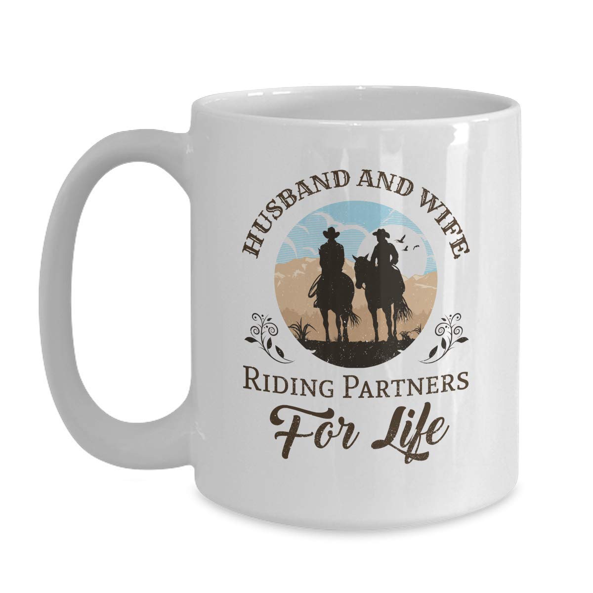 Husband and Wife Riding Partners For Life Romantic Mug - 15 oz White Coffee & Tea Cup, Perfect for Anniversaries, Birthdays & Couple Gifts