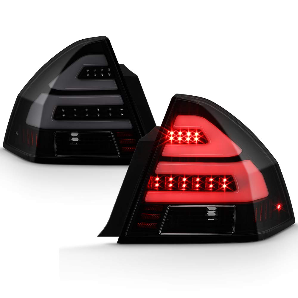 ACANII Smoked LED Tail Lights for 2006-2013 Chevy Impala - Black Brake Lamp Replacement Pair (Driver & Passenger Side) - Enhanced Visibility & Style for Night Driving