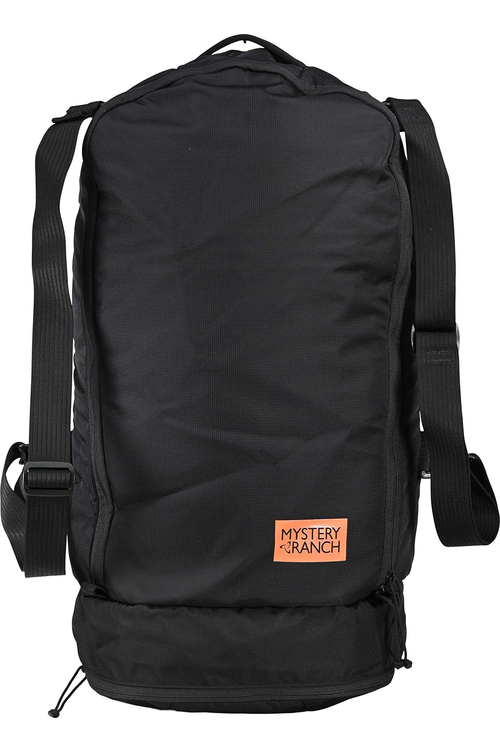Mystery Ranch Mission Stuffel 30L Convertible Duffle Backpack - Waterproof Travel Pack for Hiking, Camping & Airplane Carry-On (Black) - Perfect for Outdoor Adventures & Business Trips