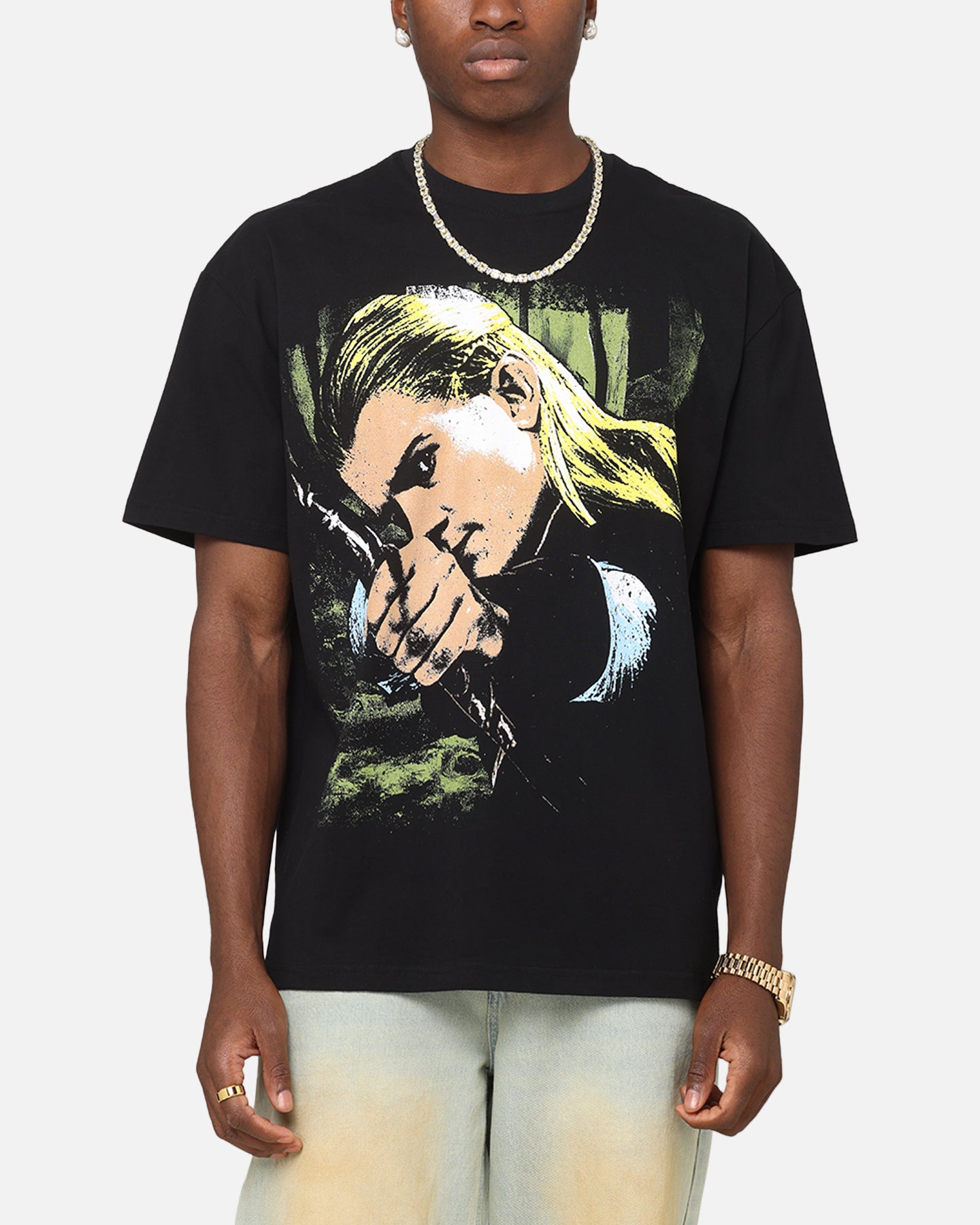 American Thrift Lord of The Rings Legolas Graphic T-Shirt - Black Cotton Tee for Men - Perfect for Cosplay, Movie Nights & LOTR Fan Gifts
