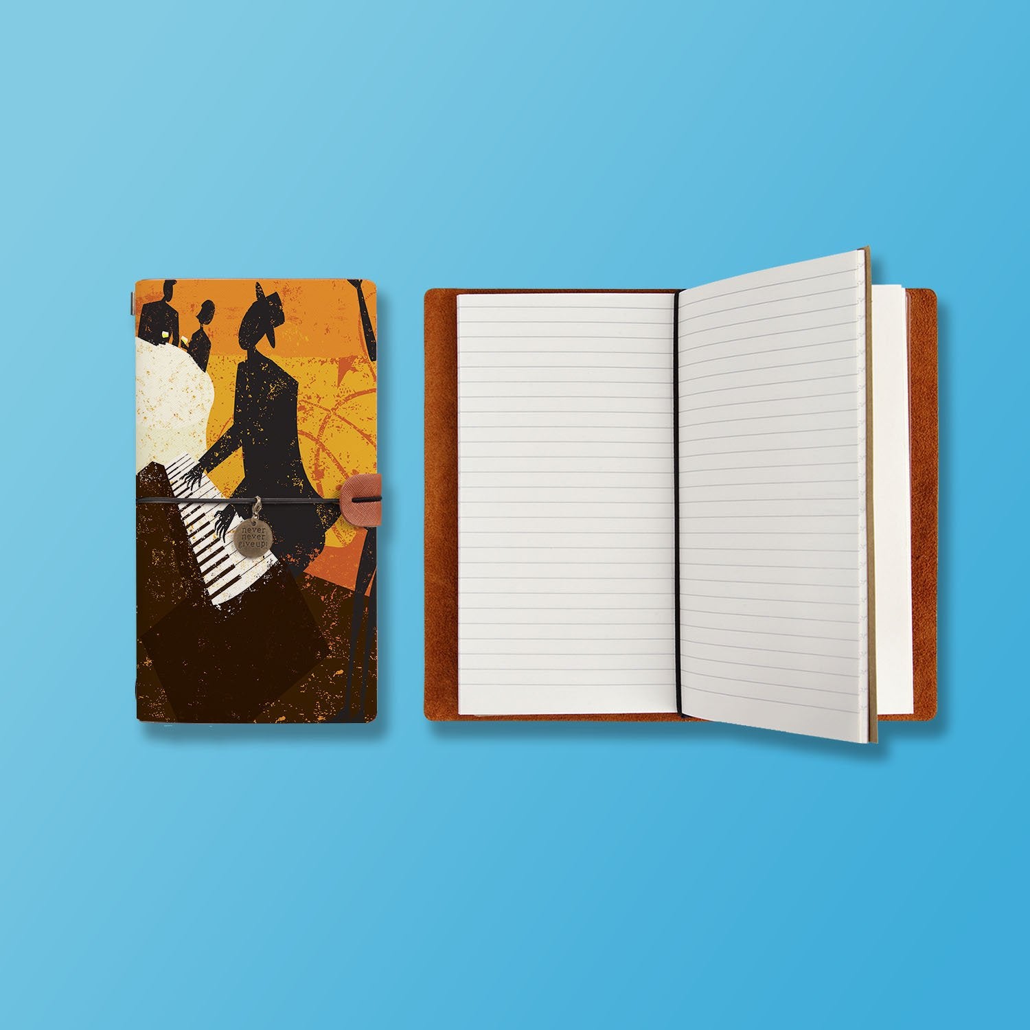 Premium Traveler's Notebook for Music Lovers - Durable Leather Journal with Refillable Pages - Perfect for Songwriting, Touring Musicians & Travel Journaling