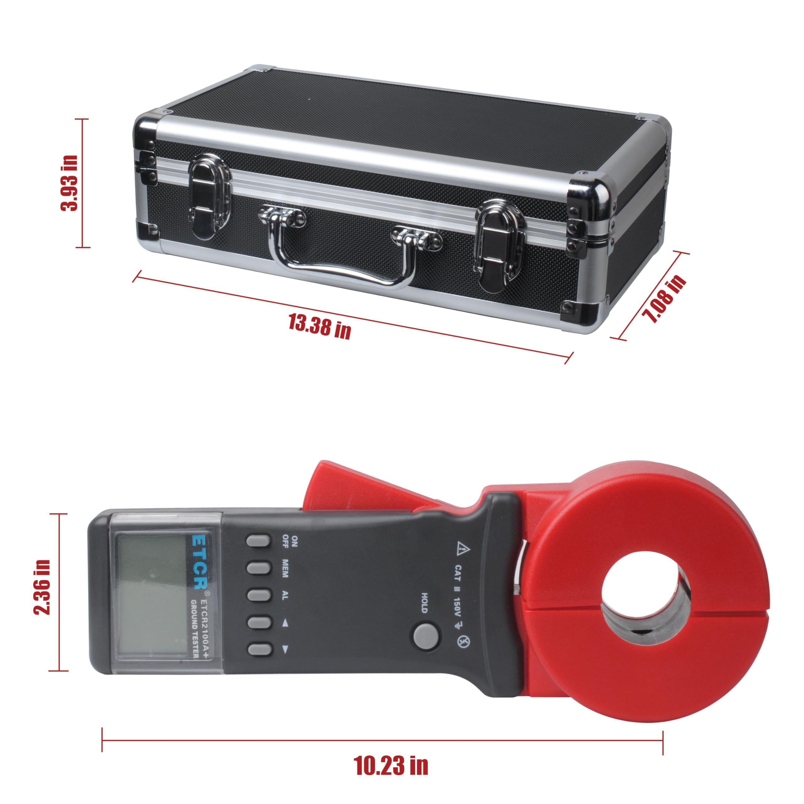 ETCR2100A Digital Clamp Ground Resistance Tester - 0.01-200Ω Range, Battery-Free Earth Resistance Meter for Power, Telecom, Oil Fields & Industrial Equipment | Perfect for Electrical Safety Testing in Construction & Meteorology