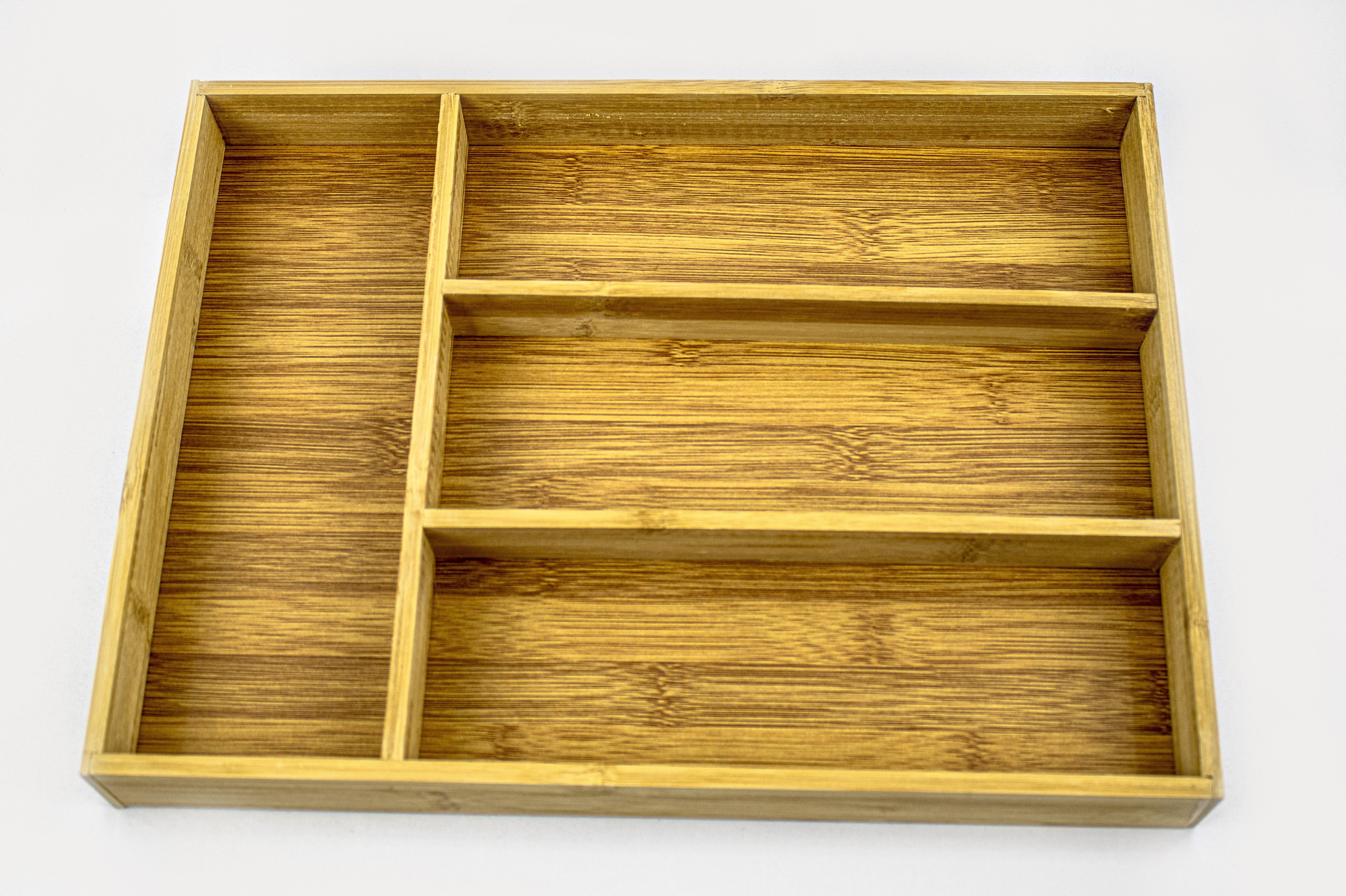 15 x 11 Inch Bamboo Cutlery Tray - Eco-Friendly Kitchen Organizer for Utensils, Knives, Spoons & Forks - Perfect for Drawer Storage and Countertop Display