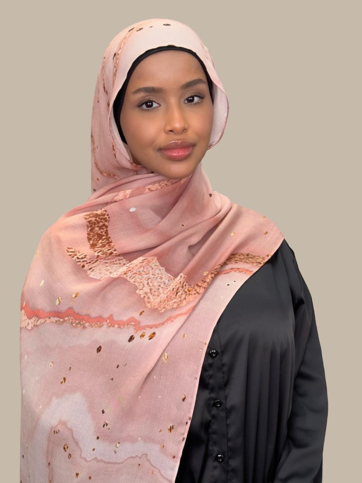 Print Modal Hijab Scarf - Malibu Dusk Color - Soft Breathable Muslim Headscarf for Women - Perfect for Daily Wear, Prayer & Special Occasions