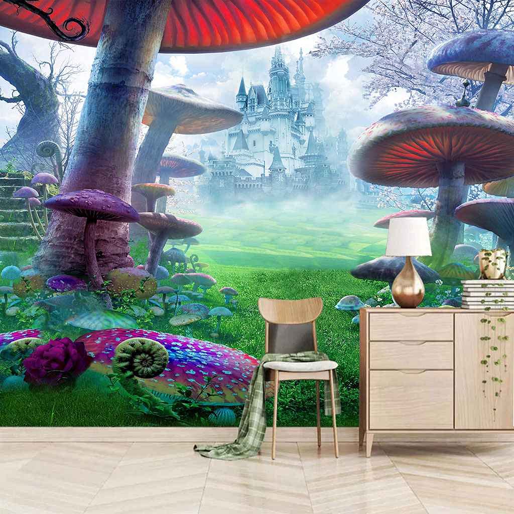 3D Fairy Tale Castle Wall Decals - Custom Self-Adhesive Wall Mural for Kids Room, Bedroom, Living Room & Bathroom Decor (137.7x100.7 inches) - Perfect for Nursery, Playroom & TV Background Wall Art