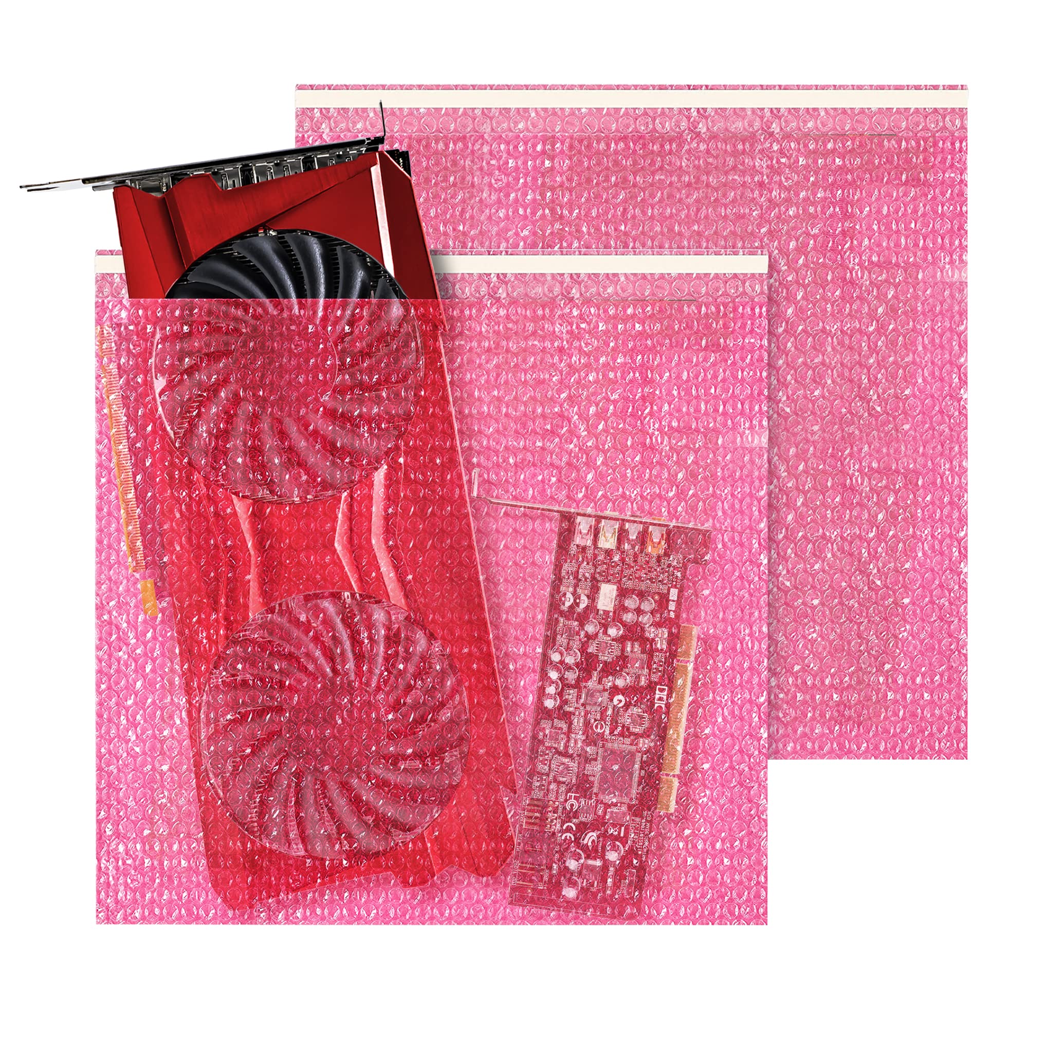 APQ Anti-Static Bubble Mailers 24x24 Inch - 40 Pack Pink Self-Seal Bubble Pouches | Waterproof PE Static Shield Bags for Electronics, Jewelry & Fragile Items | Double Layer Cushioning for Shipping, Storage & Gift Wrapping