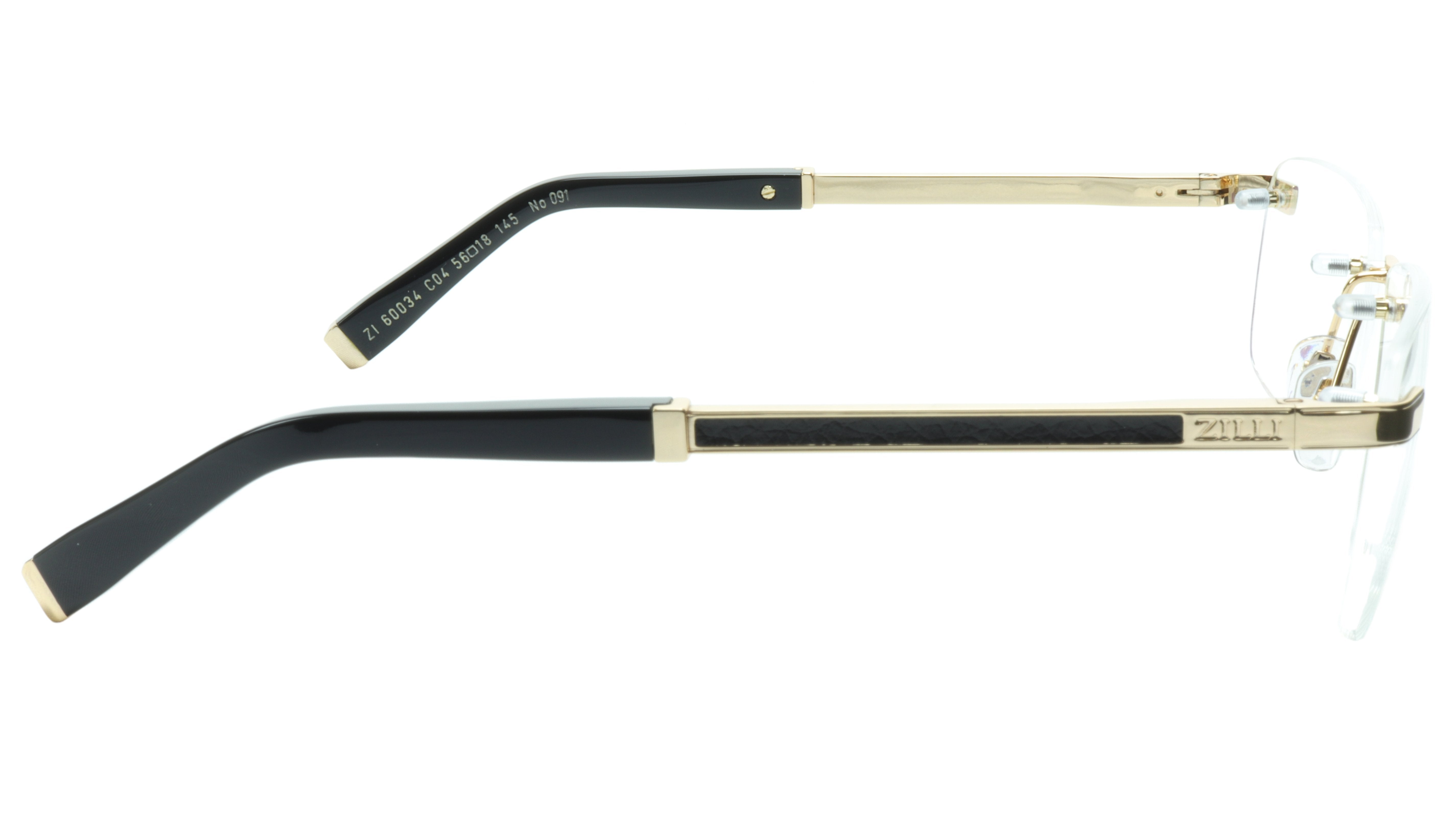 Premium ZILLI Eyeglasses Frame - Titanium Acetate Black Gold - French Made ZI 60034 C04 - Perfect for Business, Reading & Fashion Accessories