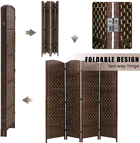 4-Panel Wooden Room Divider Screen - 6 Ft Tall Folding Privacy Partition for Living Room, Bedroom & Study - Portable Space Separator - Brown Home Furniture - Perfect for Creating Private Spaces, Home Offices or Room Zoning