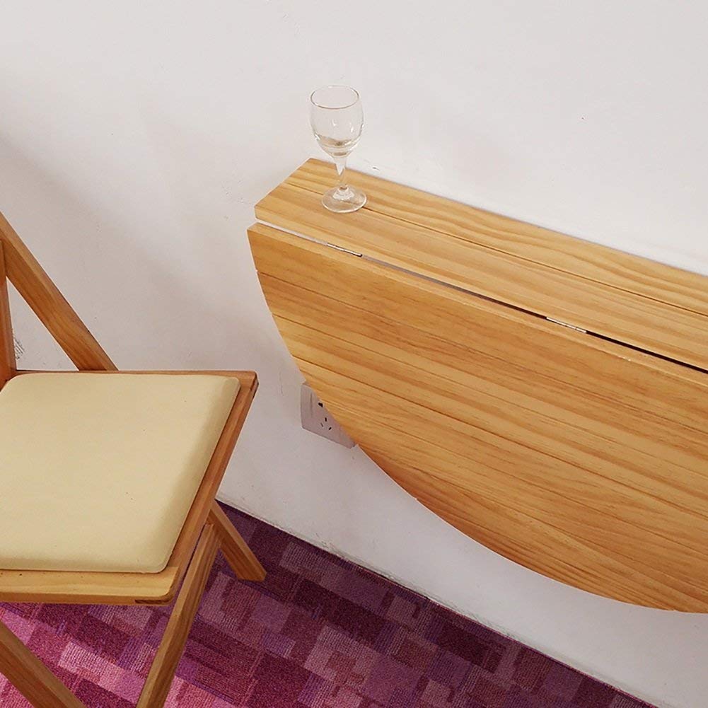 LXB Wall-Mounted Folding Computer Desk - Solid Wood Half Round Drop Leaf Table for Kitchen, Dining & Home Office | Space-Saving Wall Desk for Small Apartments, Dorms & Workspaces
