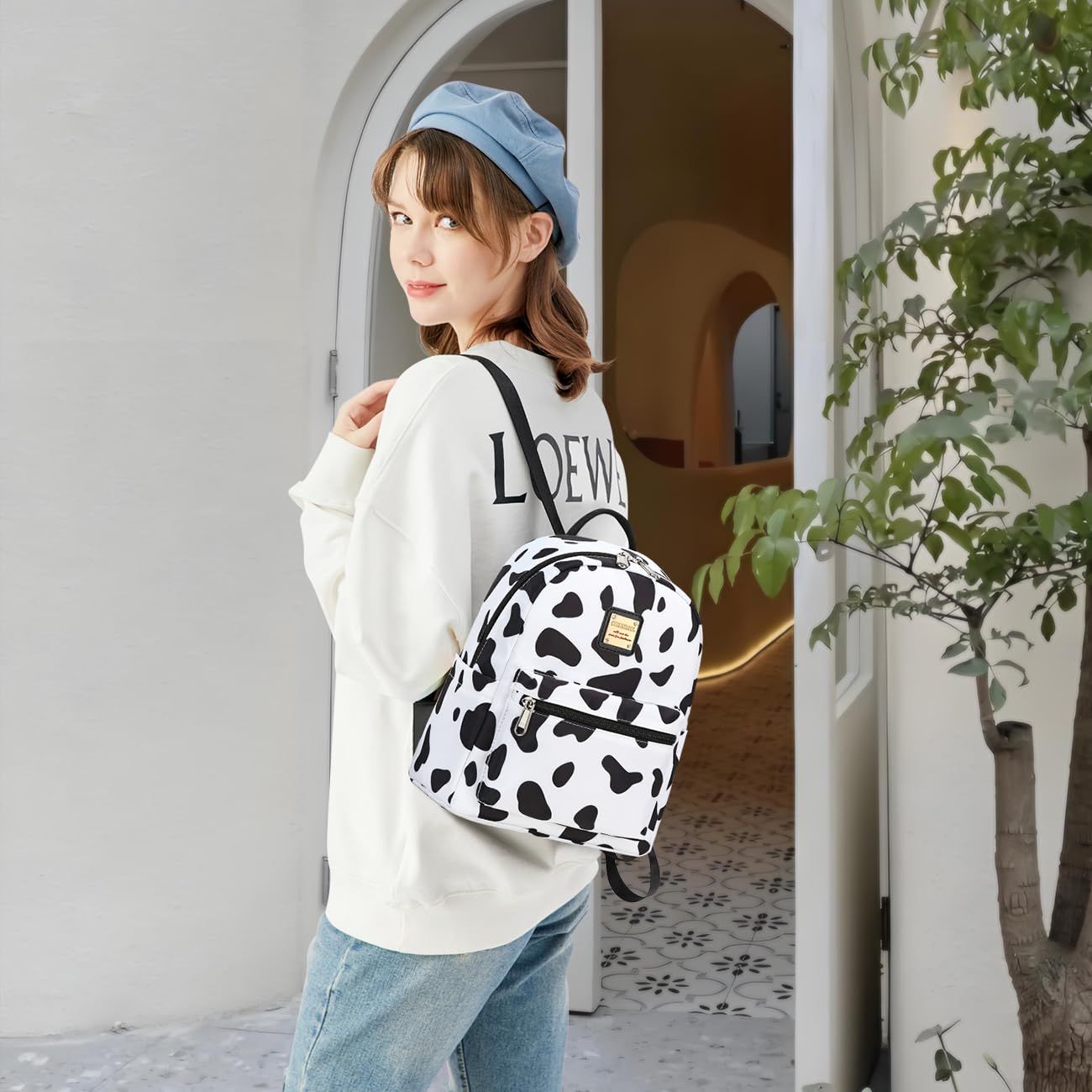 Cusangel Mini Cow Print Backpack for Women & Girls - 10L Cute Small Purse Backpack for Work, Travel & Shopping | Perfect for School, Malls, Farms & Daily Use