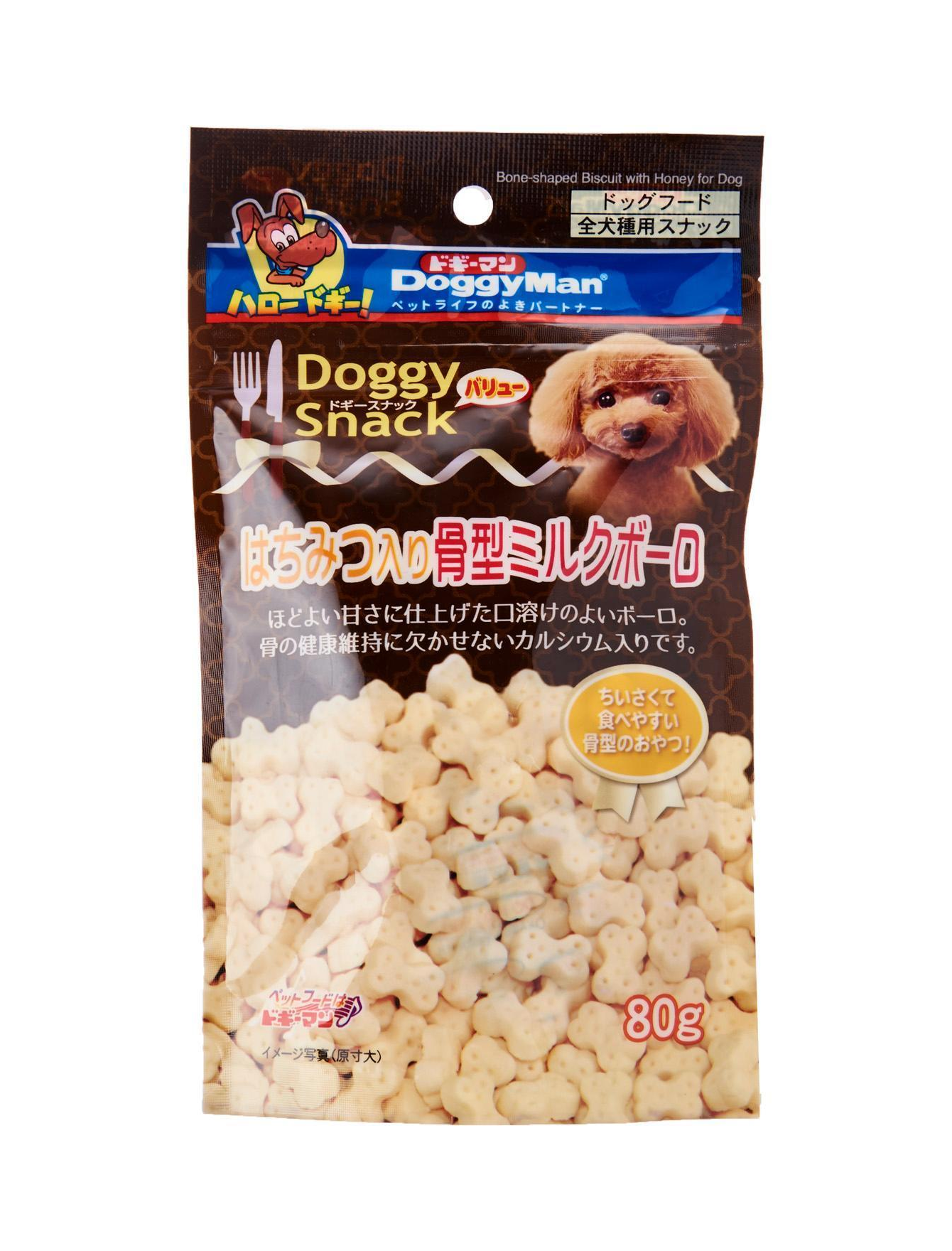 DoggyMan Honey & Milk Flavor Bone Bolo Dog Treats 80g - Healthy Training Snacks for Small & Medium Dogs - Perfect for Rewards, Training & Dental Care