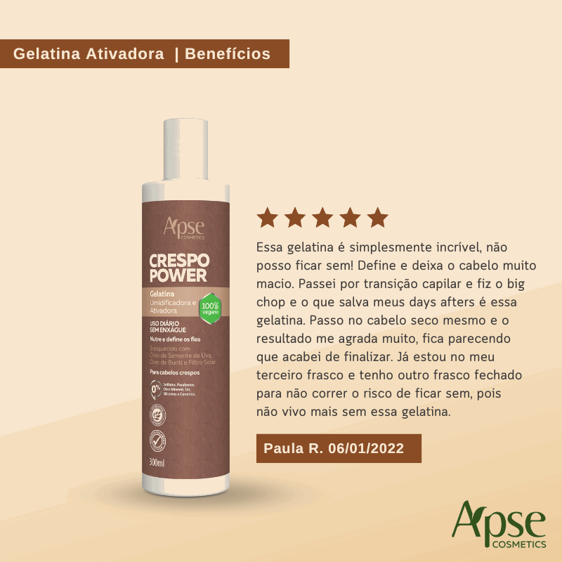 Apse Cosmetics Curly Hair Gelatin - Activating & Moisturizing Treatment for Defined Curls (10 fl oz) | Deep Conditioning for Dry, Frizzy Hair | Perfect for Wash Day & Overnight Hair Mask