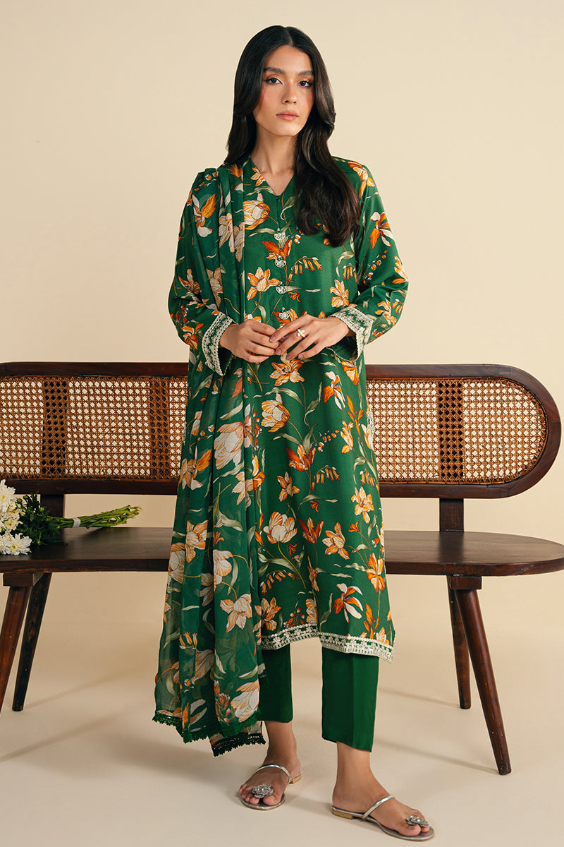 Green Sparkle 2-Piece Outfit (Shirt & Dupatta) - Elegant Indian Ethnic Wear for Festivals, Weddings & Special Occasions