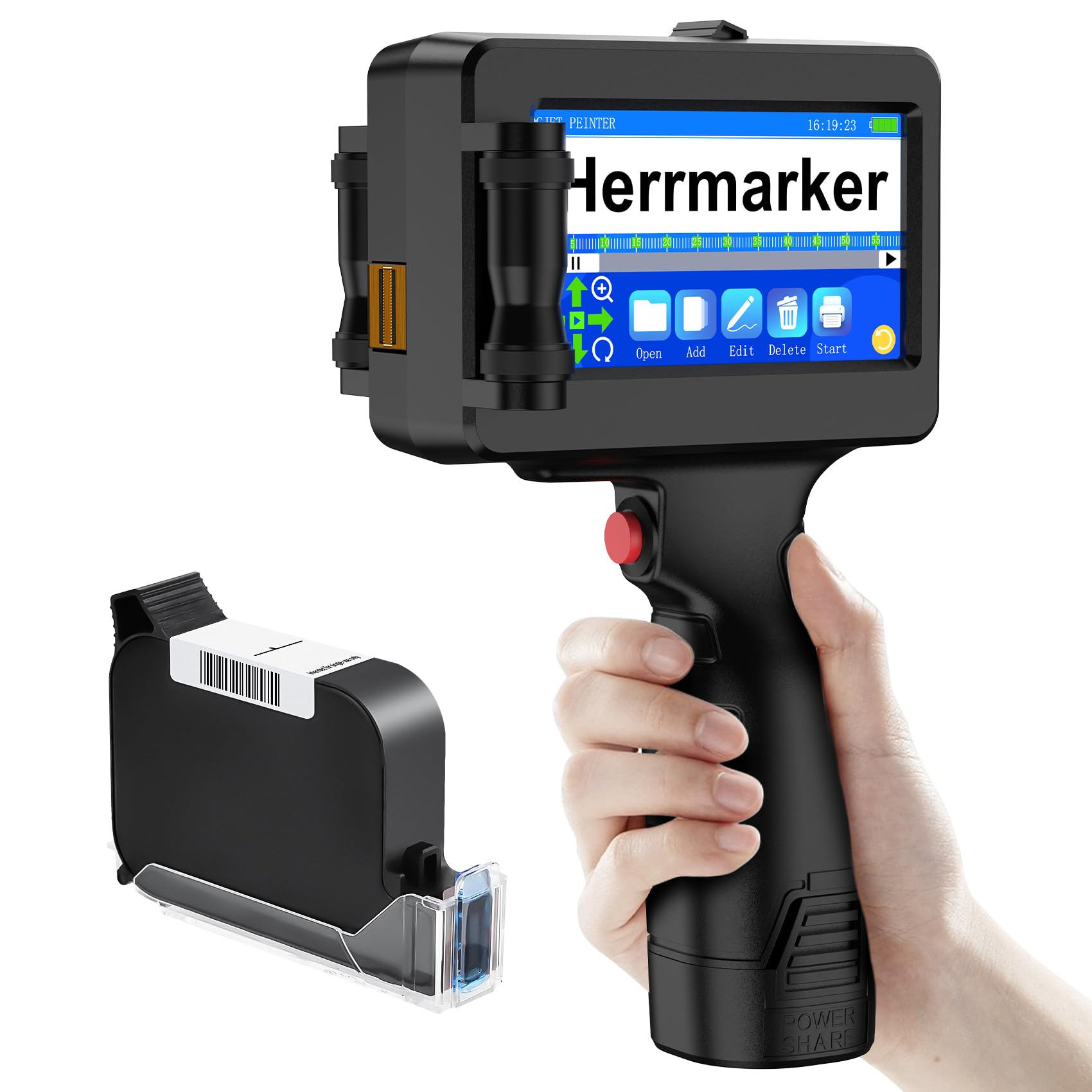 Handheld Inkjet Printer TIJ314 - Portable Inkjet Gun with 42ml Quick-Dry Ink Cartridge, 4.3