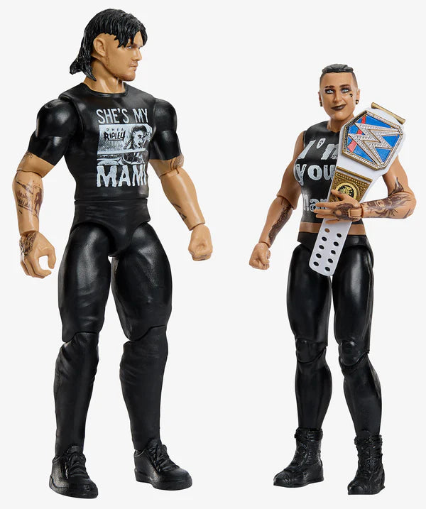 WWE Main Event Series Rhea Ripley & Dirty Dominik Mysterio 2-Pack Action Figures - Collectible Wrestling Toys for WWE Fans & Display
