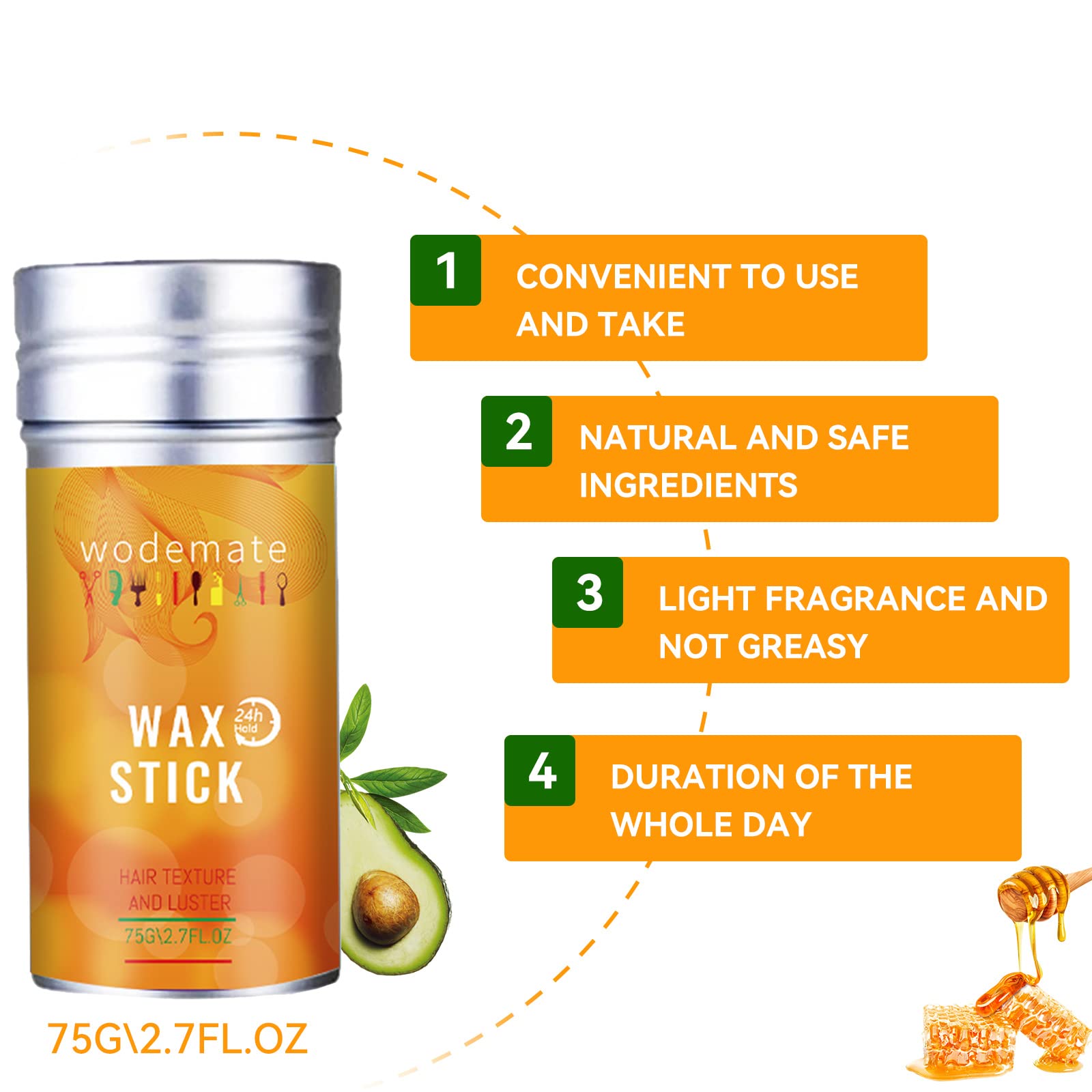 Wax Stick for Hair Wigs & Edge Control Pomade - Long-Lasting Styling Gel for Black Hair | Moisturizing, Shine & Flyaway Control | Non-Greasy Formula (2.7oz) - Perfect for Daily Styling, Wig Maintenance & Natural Hair Care