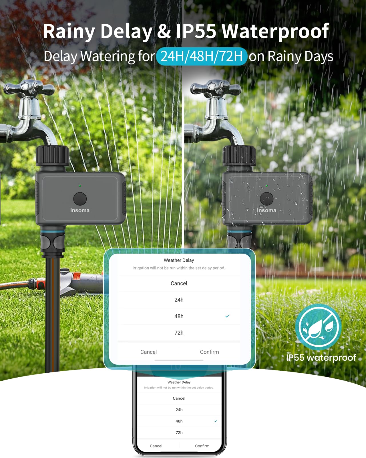 Smart WiFi Sprinkler Timer for Garden - 2.4GHz WiFi Hub, App & Voice Control (Alexa/Google Assistant), Rain Delay & Manual Watering - Perfect for Yard, Lawn & Plant Irrigation System | Outdoor Watering Solution for Home Gardens & Landscapes
