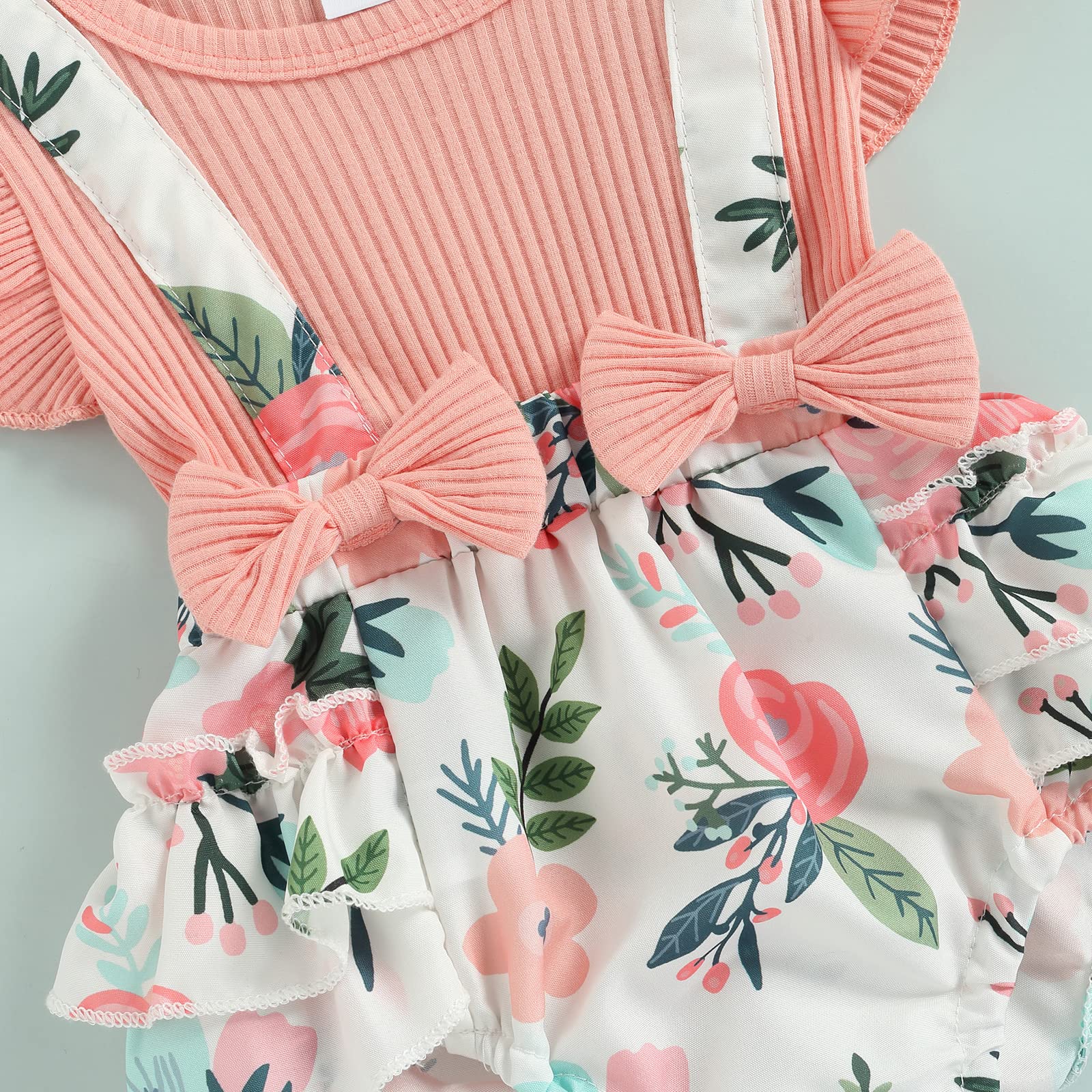 Adorable Baby Girl Summer Romper - Soft Cotton Linen Floral Bodysuit with Matching Headband | Perfect for Outdoor Play, Beach Trips & Photo Shoots