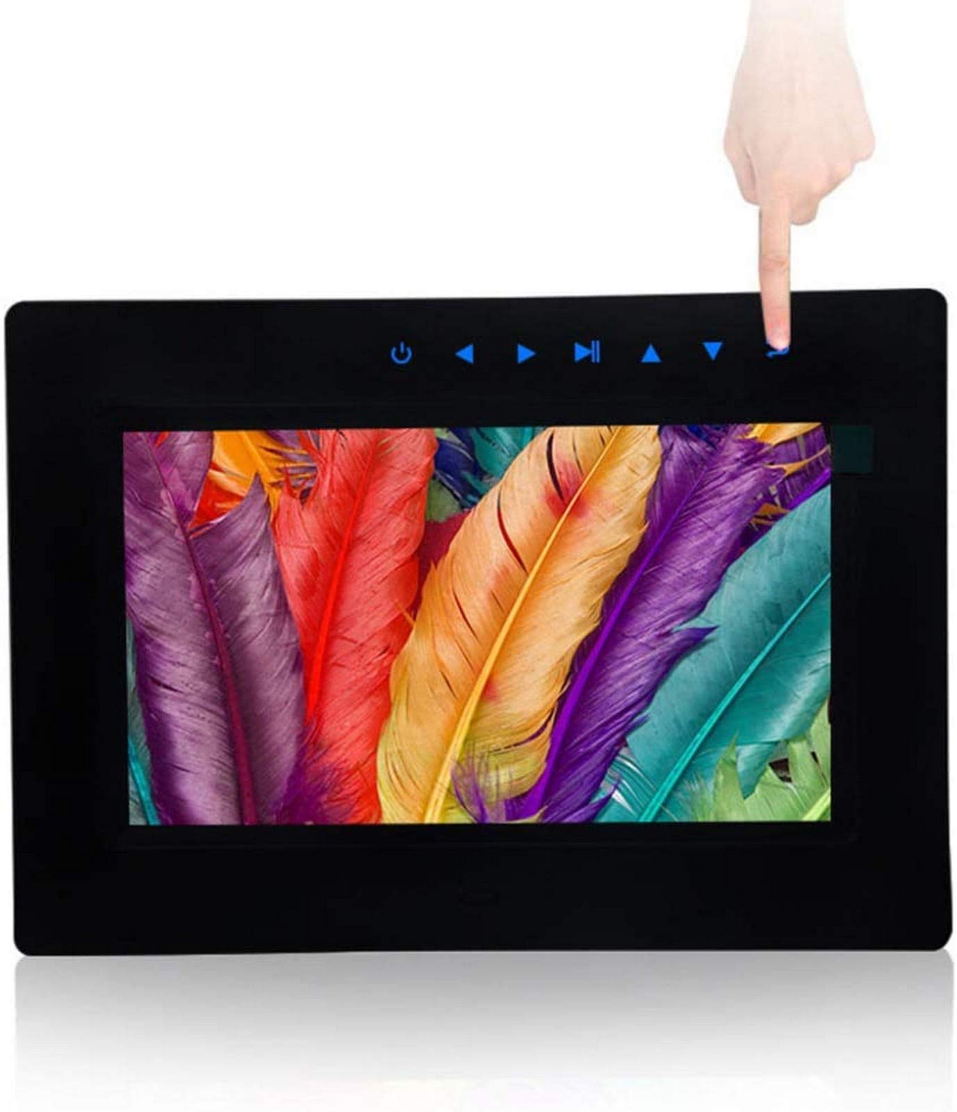 7 Inch Digital Picture Frame with IPS HD Display - Wireless Photo Frame for Wall & Desk - Play Photos/Videos/Music - Includes Remote Control - Perfect for Home, Office & Gifts (Black)