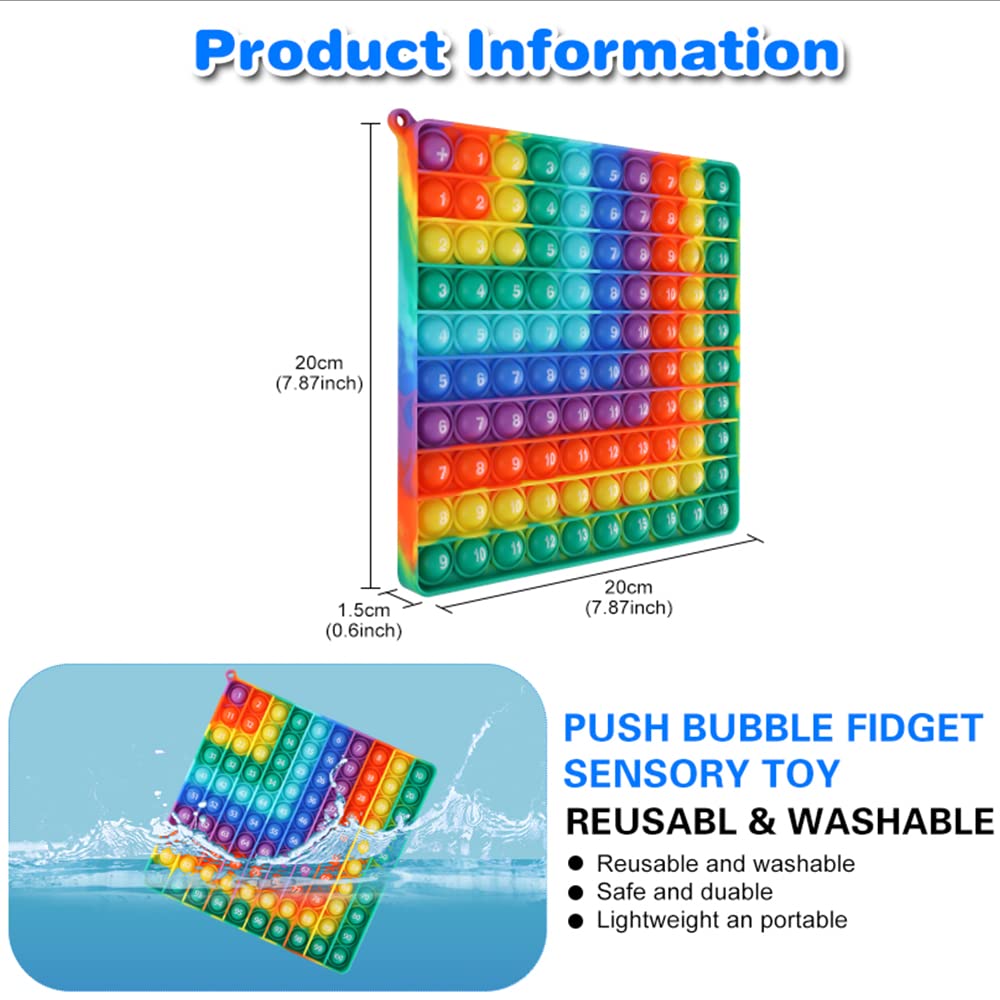 1-9 Addition Chart & 9x9 Multiplication Table - Rainbow Right Angle Square 100 Bubbles Math Games - Educational Math Manipulatives for Kids - Perfect for Classroom Learning, Homeschooling & Math Practice