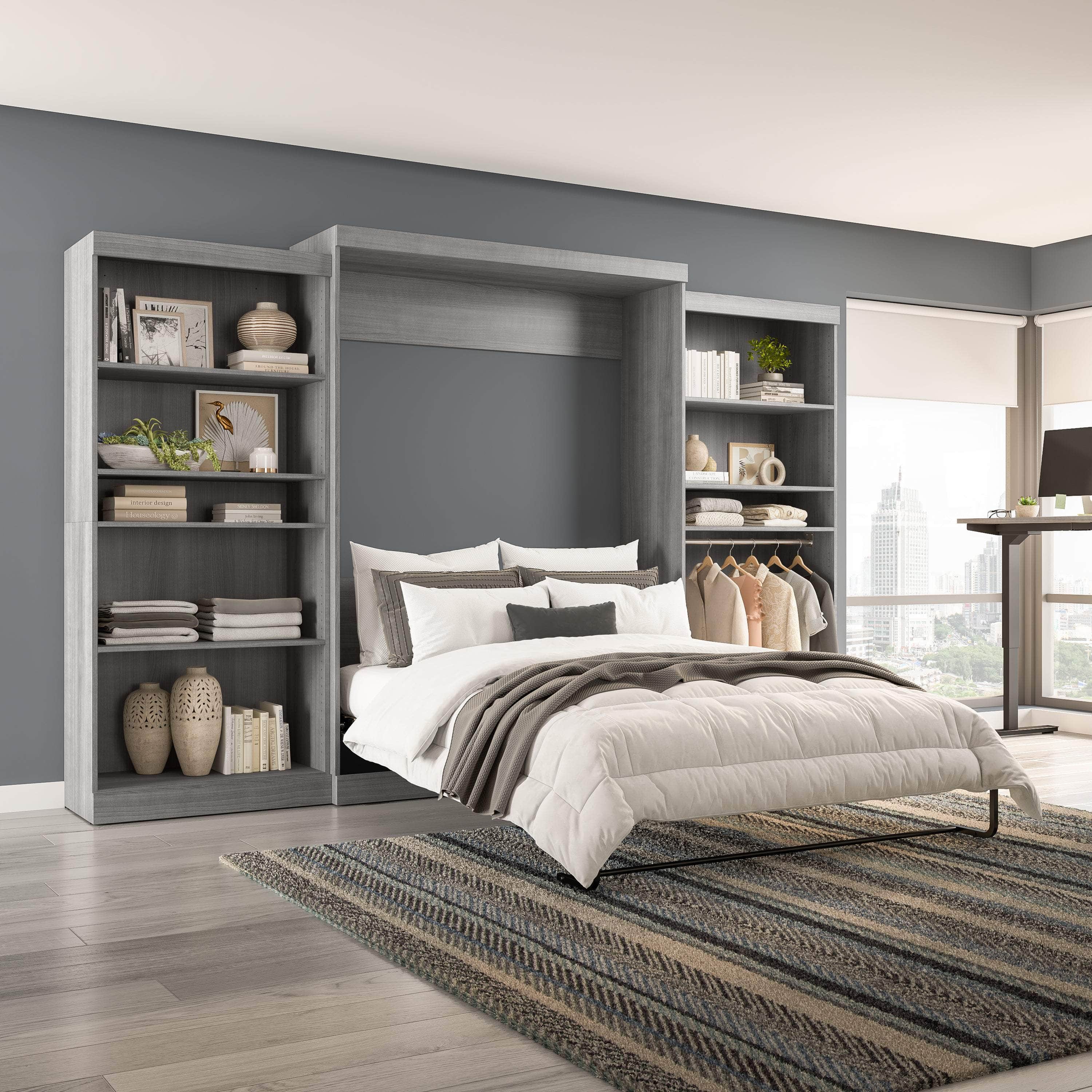 Pur Queen Murphy Wall Bed with 2 Storage Units - 136