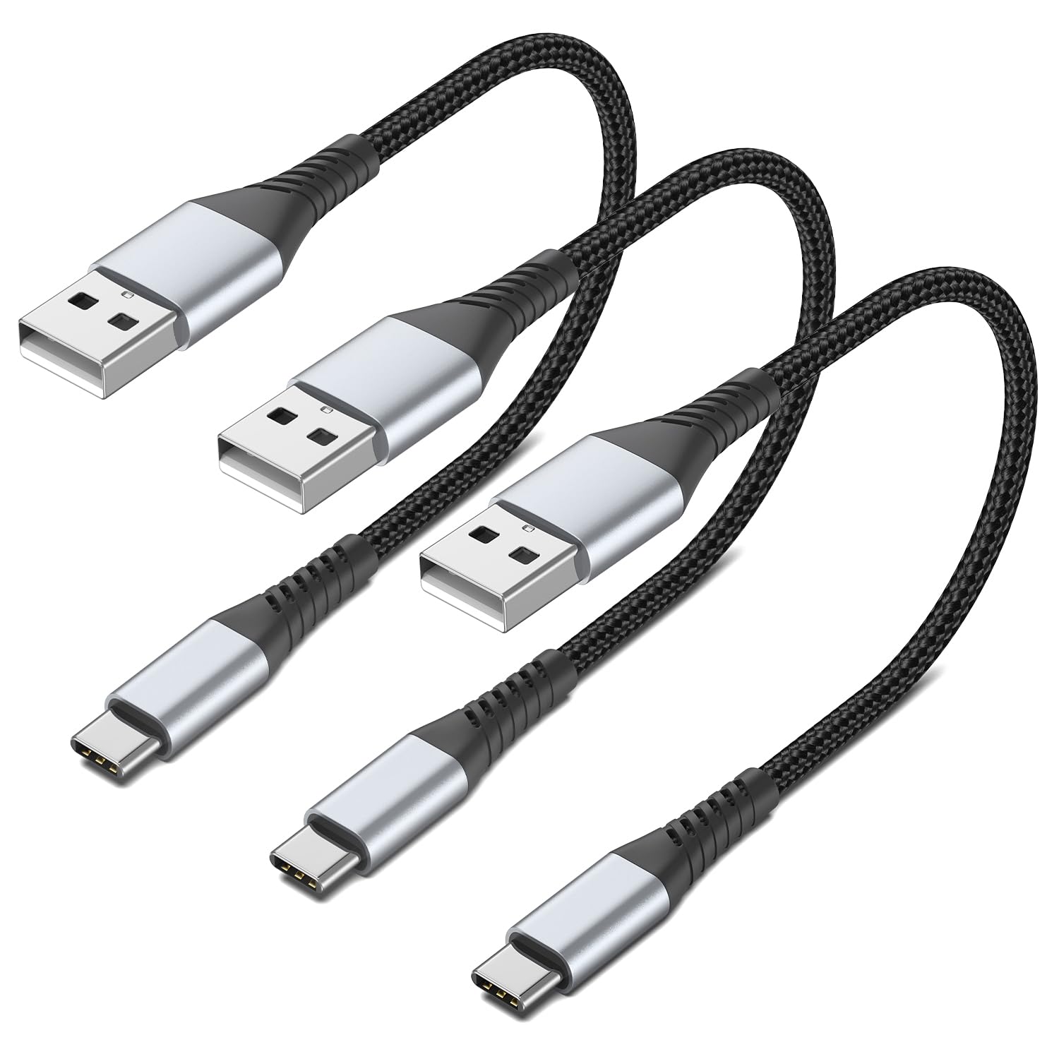 6-Pack 0.5ft USB C to USB A Fast Charging Cable - Braided Short USB Type C Charger Cord for Samsung Galaxy S24/S23/Note 20, iPhone 15/16 Pro Max, Google Pixel, Moto G8 - Perfect for Travel, Car & Home Charging