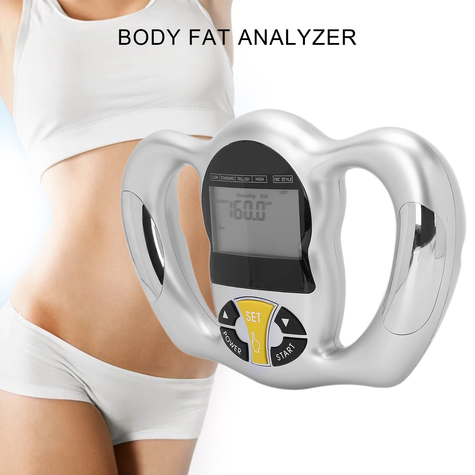 Digital Body Fat Analyzer - Electronic BMI Handheld Body Fat Monitor with LCD Display | Portable Body Composition Measurement Device for Weight Loss & Fitness Tracking | Perfect for Home Gym, Health Clubs & Personal Wellness Routines