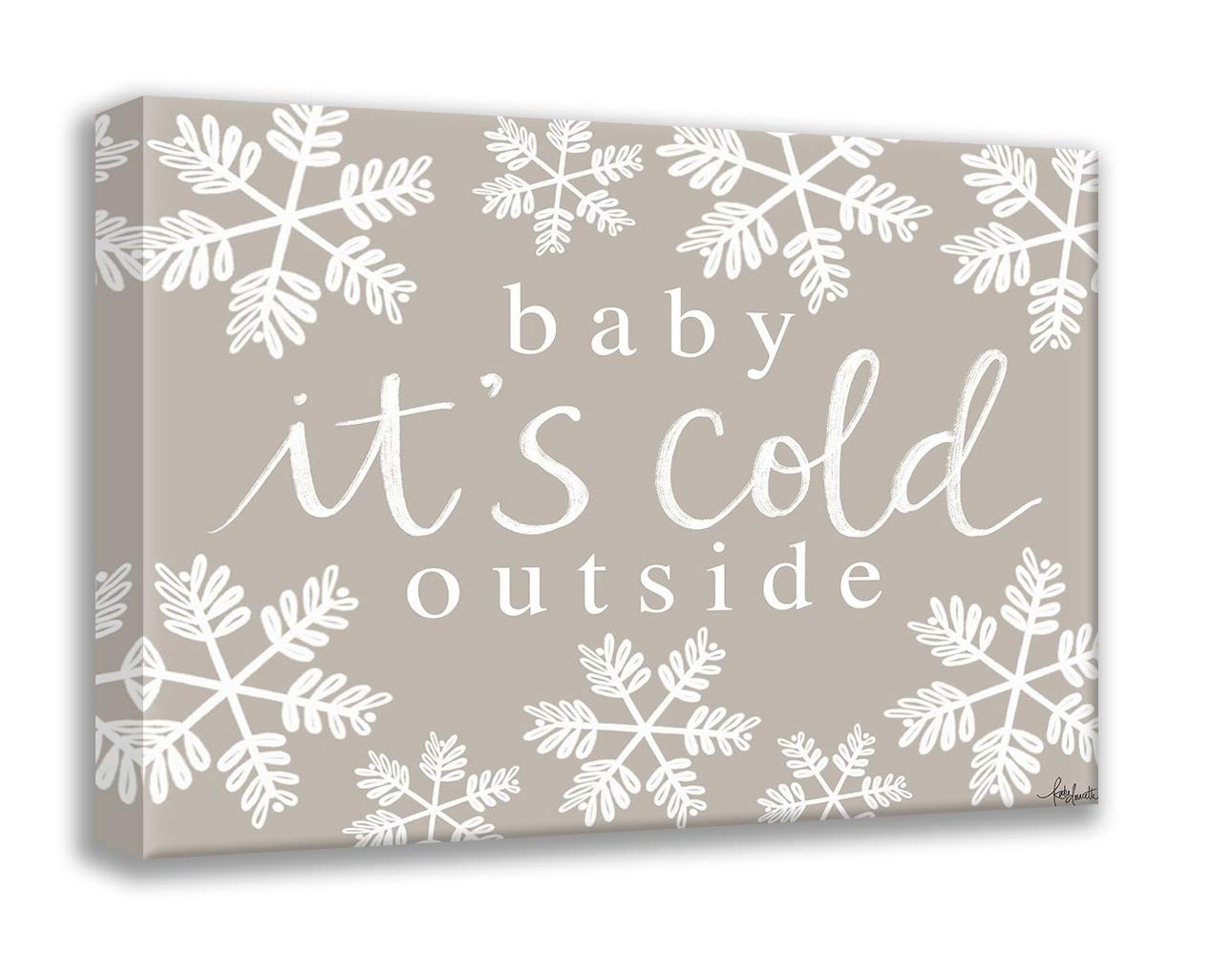 Katie Doucette 24x19 Gallery Wrapped Stretched Canvas Art - 'Baby, It's Cold Outside' Winter Landscape Painting - Perfect for Living Room, Bedroom, or Office Wall Decor